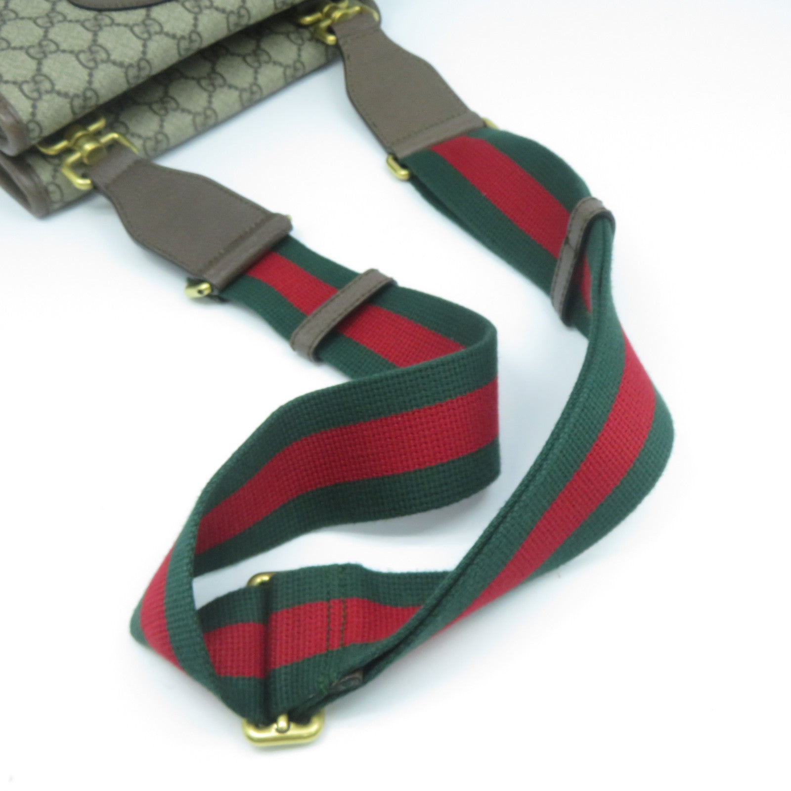 GUCCI 塗層帆布/皮革Neo Vintage Small Messenger Bag金扣肩背袋啡色