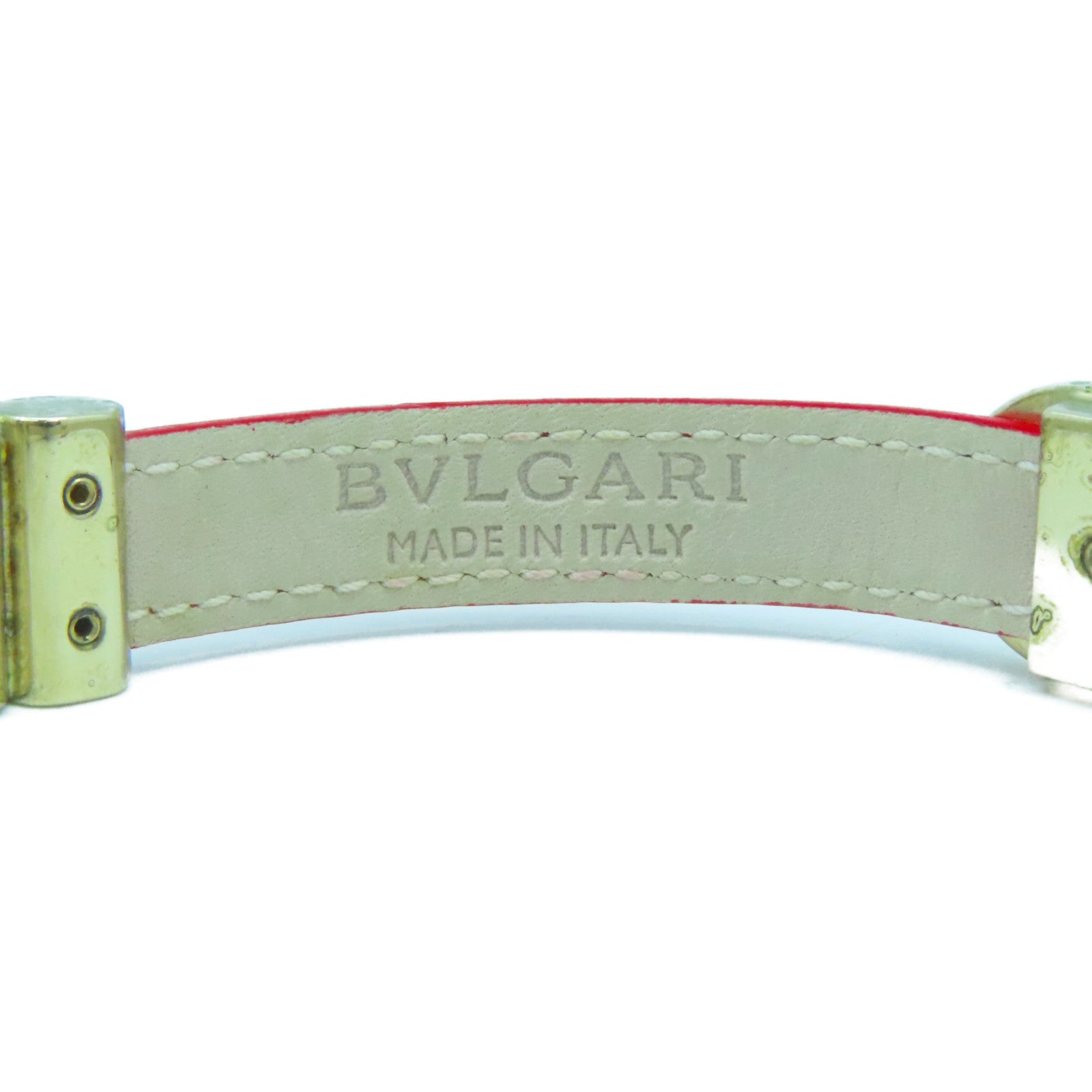 BVLGARI 牛皮皮革Double Bracelet金扣頸環紅色