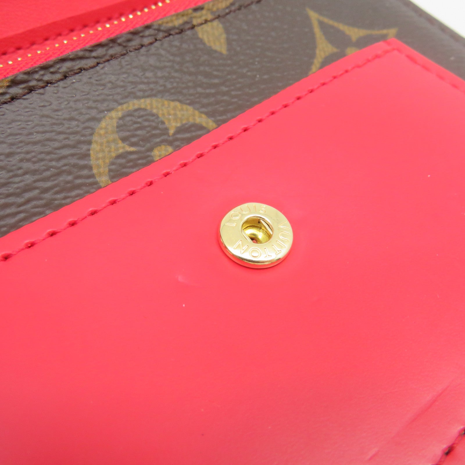 LOUIS VUITTON Monogram Flower Short Wallet金扣短錢包啡色/紅色