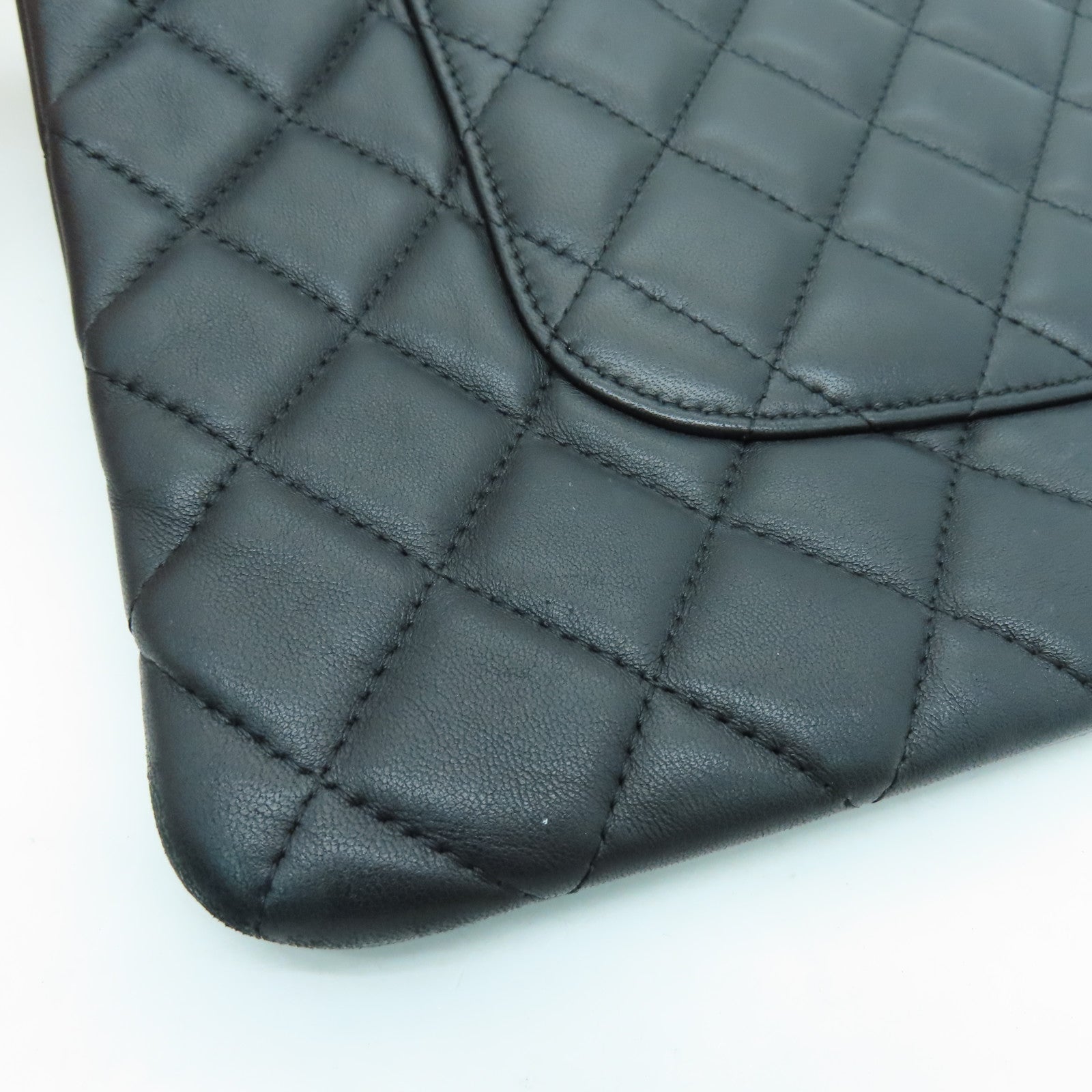 CHANEL rhombus sheepskin leather Clutch Bag gold buckle clutch bag black