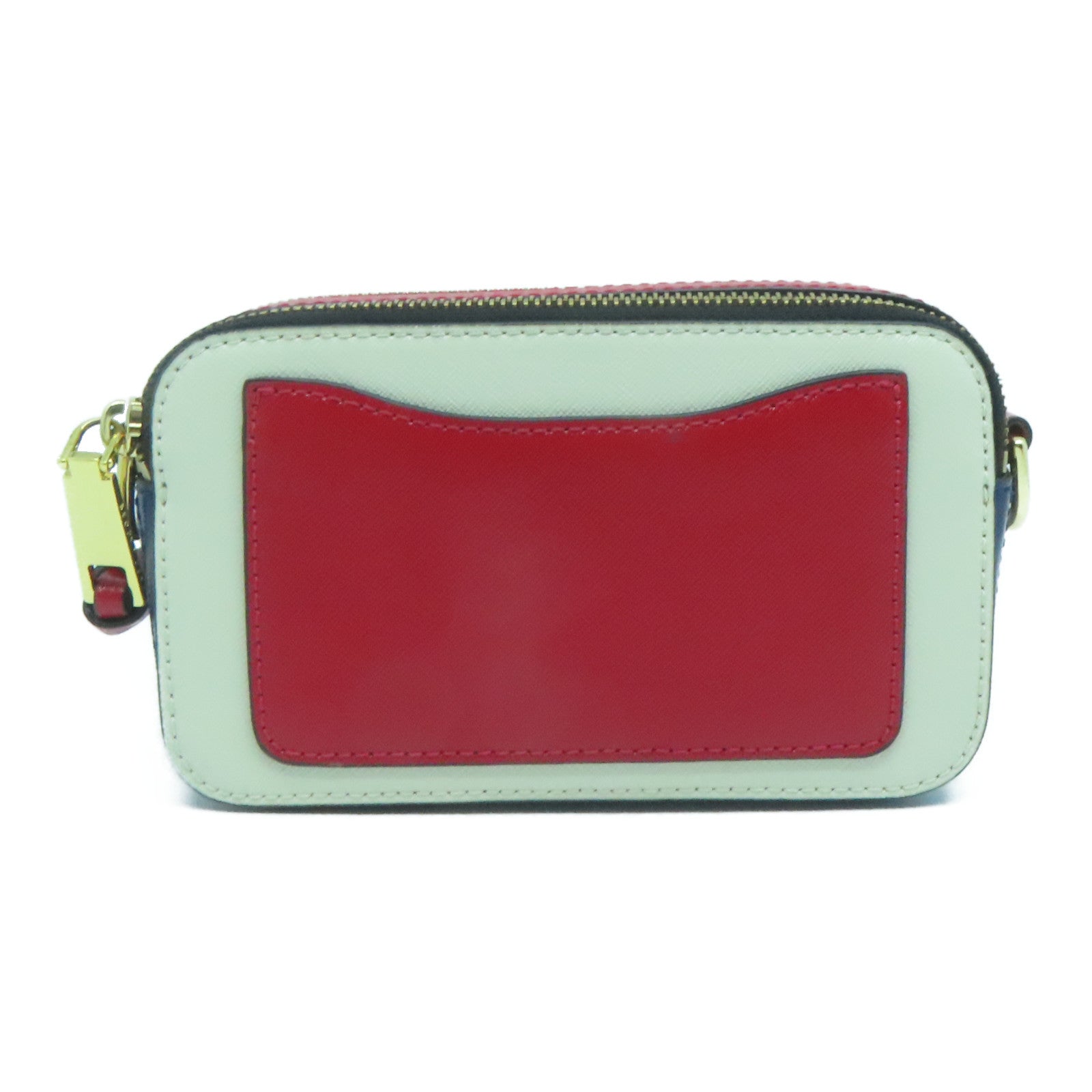 MARC JACOBS 塗層帆布Shoulder Bag金扣肩背袋白色/紅色/深藍色