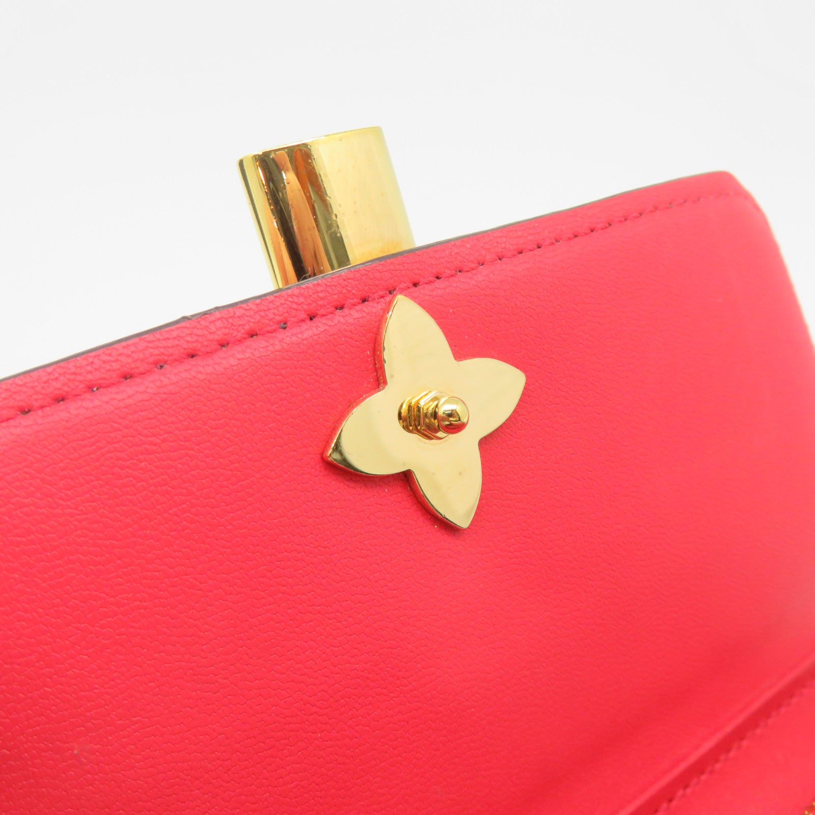 LOUIS VUITTON Monogram Flower Short Wallet金扣短錢包啡色/紅色