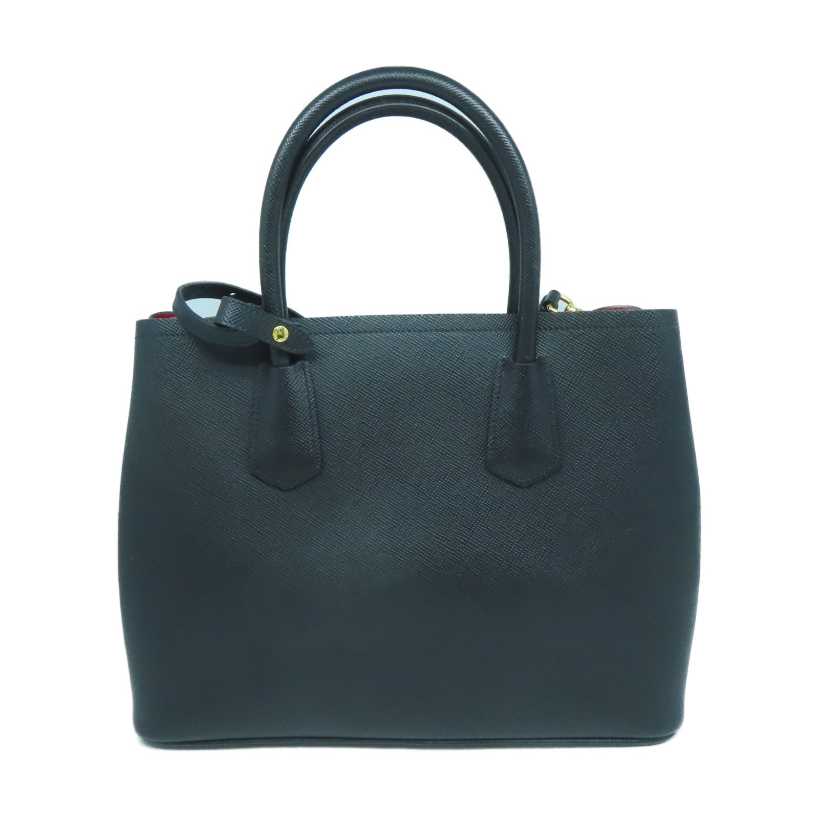 PRADA Saffiano皮革2Way Shoulder Bag金扣手挽肩背兩用袋黑色