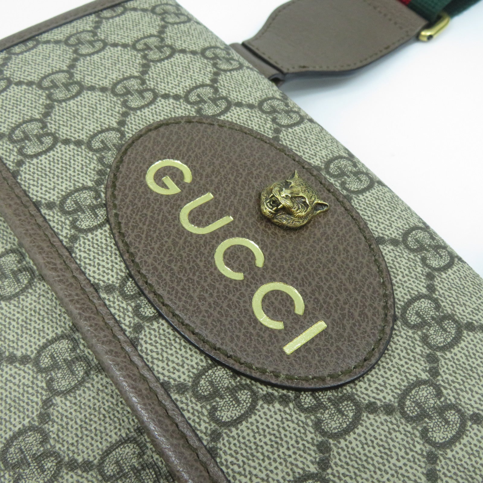 GUCCI 塗層帆布/皮革Neo Vintage Small Messenger Bag金扣肩背袋啡色