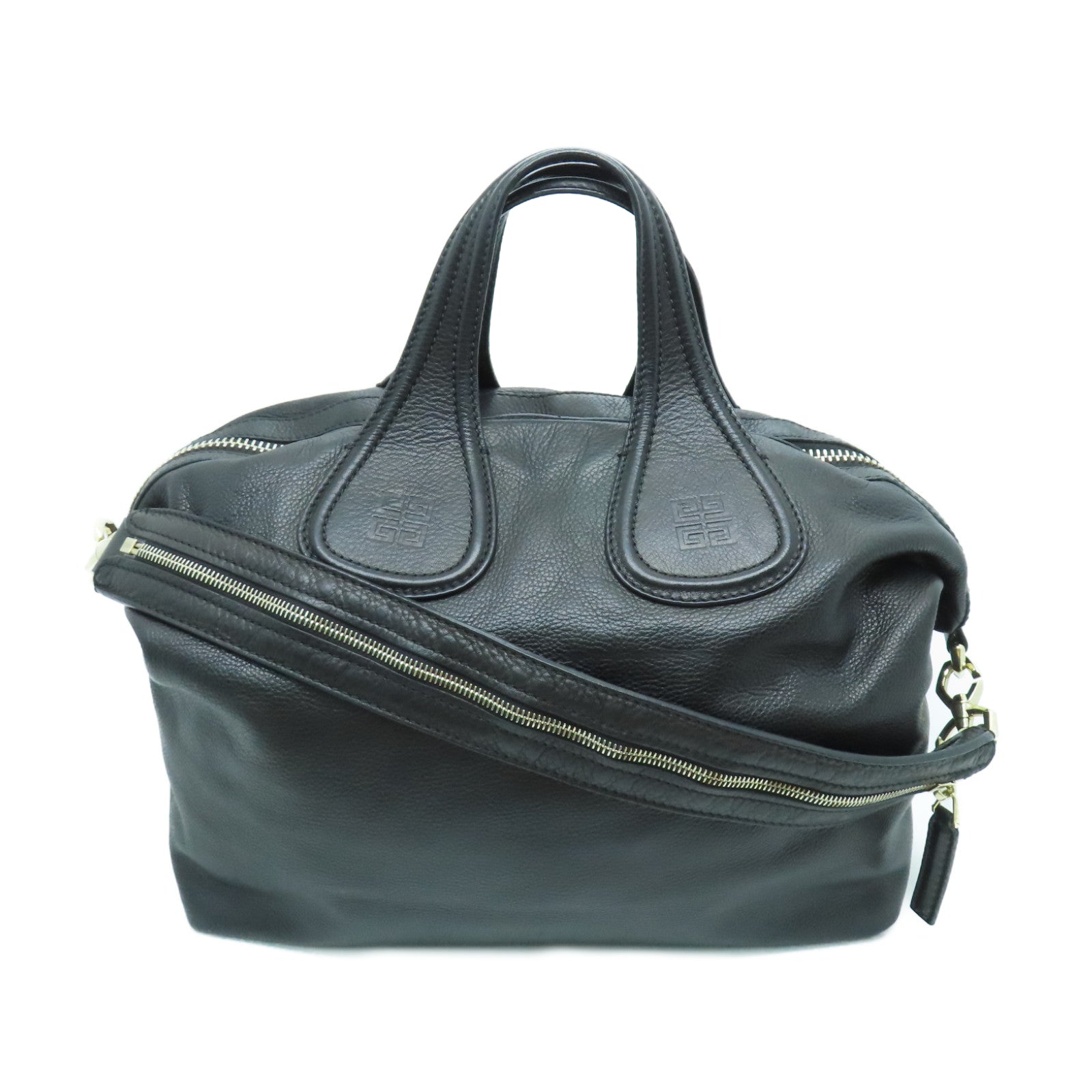 GIVENCHY 牛皮皮革2way Shoulder Bag銀扣手挽肩背兩用袋黑色