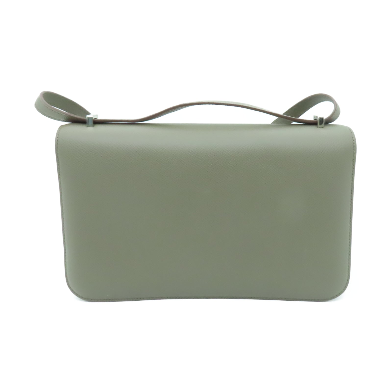 HERMES Epsom皮革Constance Elan銀扣肩背袋灰色