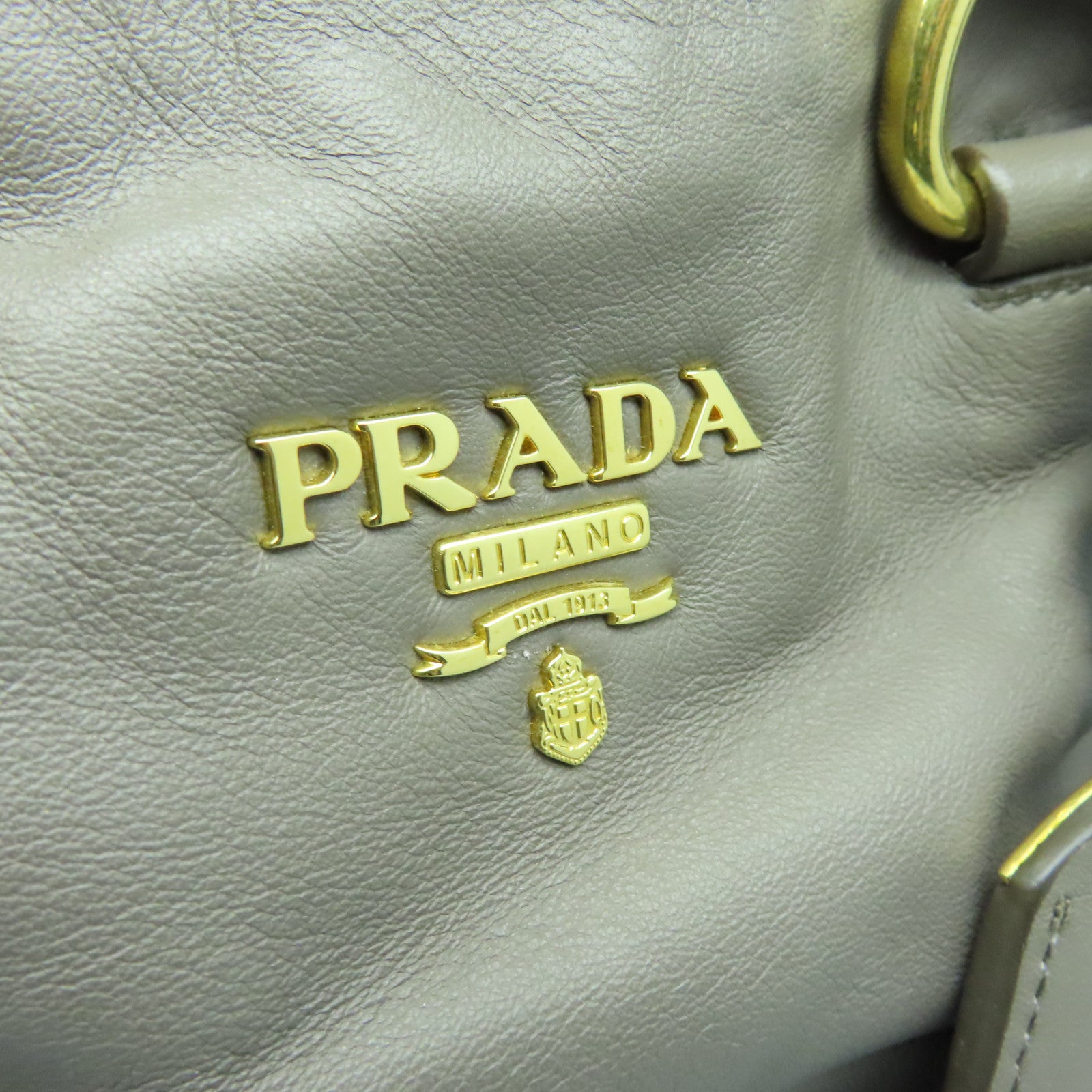 PRADA Cowhide Leather 2way Shoulder Bag Gold Buckle Handle Shoulder Bag Brown