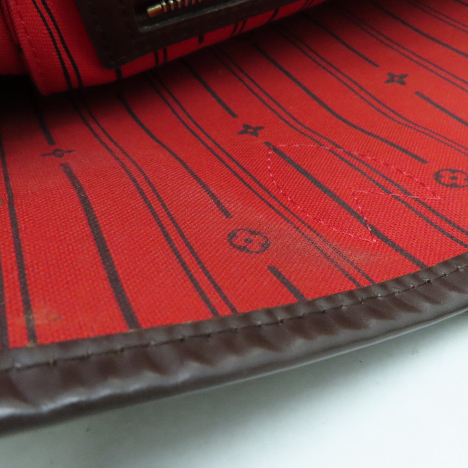 LOUIS VUITTON Damier Neverfull MM手挽袋金扣啡色