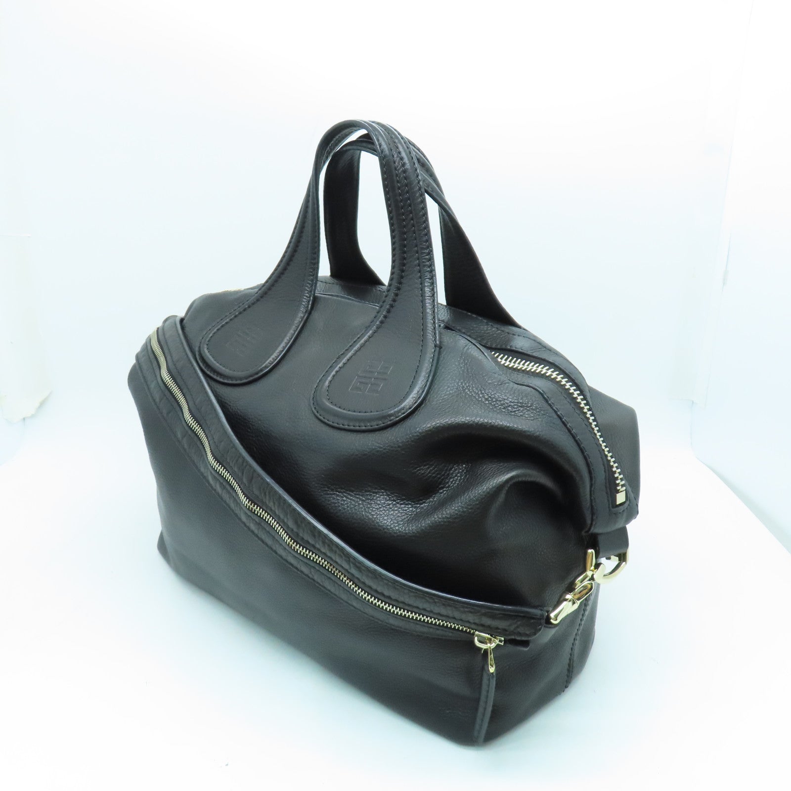 GIVENCHY 牛皮皮革2way Shoulder Bag銀扣手挽肩背兩用袋黑色