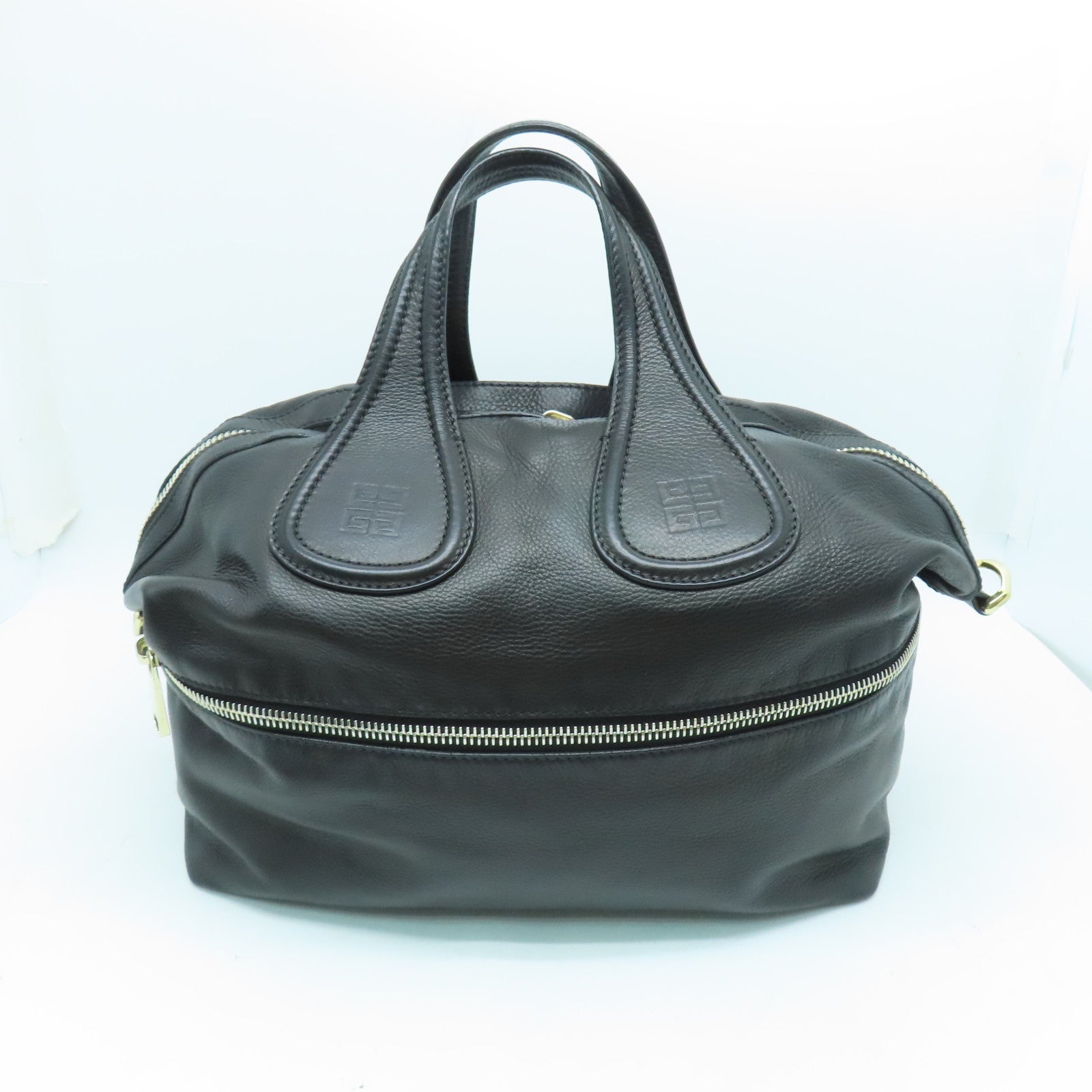 GIVENCHY 牛皮皮革2way Shoulder Bag銀扣手挽肩背兩用袋黑色