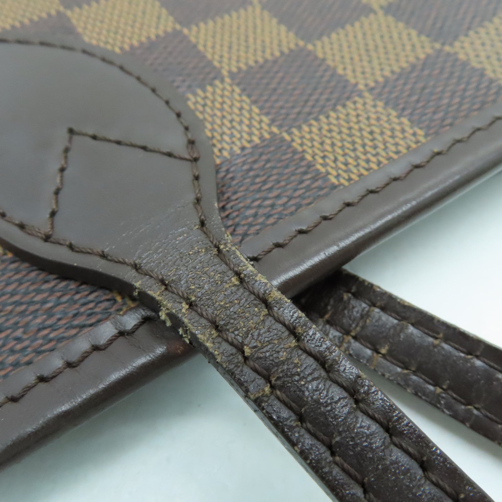 LOUIS VUITTON Damier Neverfull MM手挽袋金扣啡色