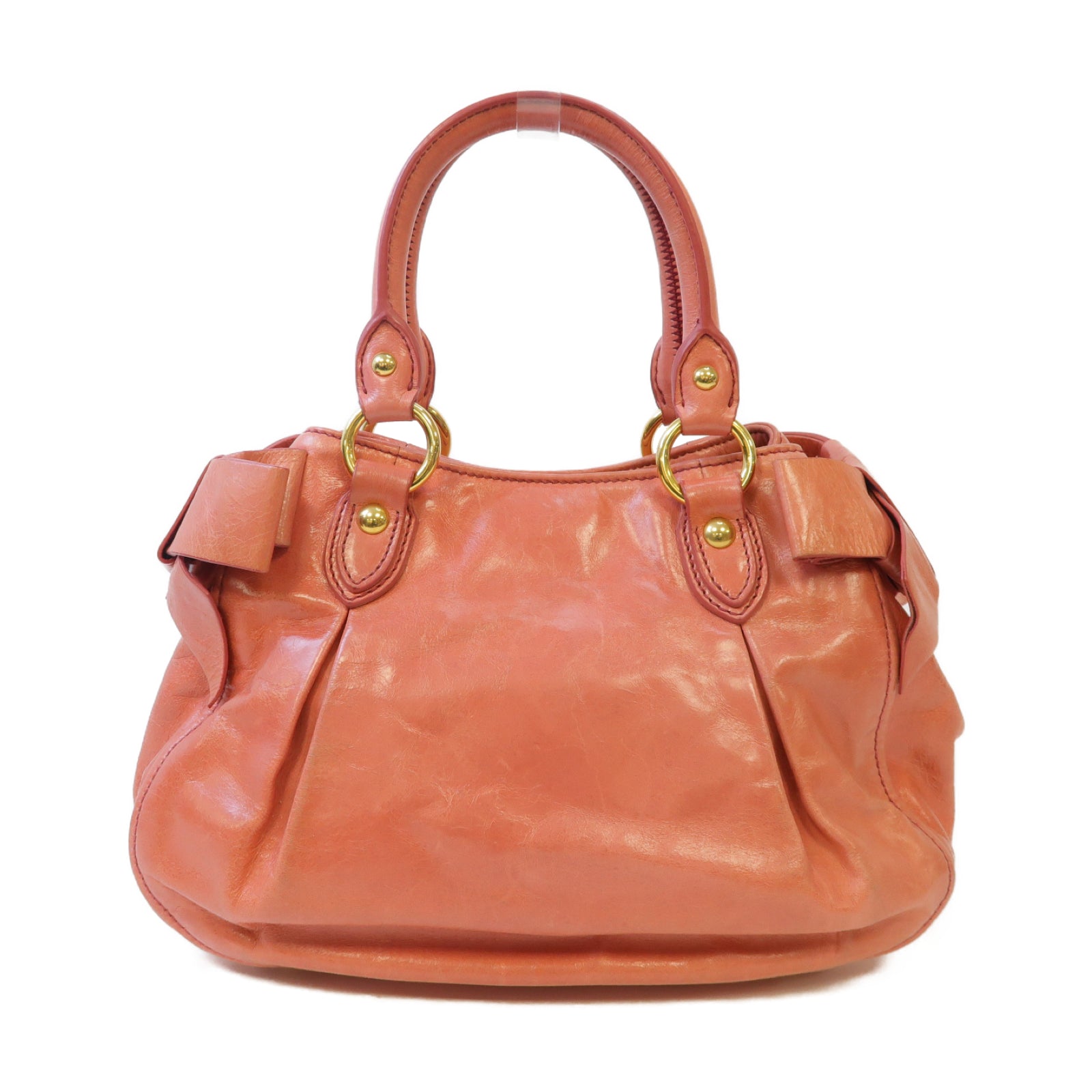 Miu Miu 牛皮皮革2 Way Shoulder金扣手挽肩背兩用袋粉紅色
