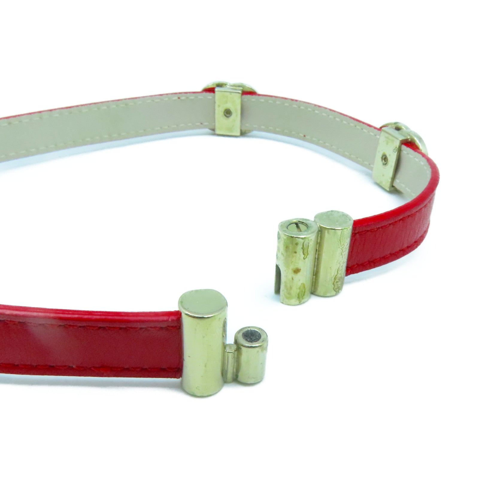BVLGARI 牛皮皮革Double Bracelet金扣頸環紅色
