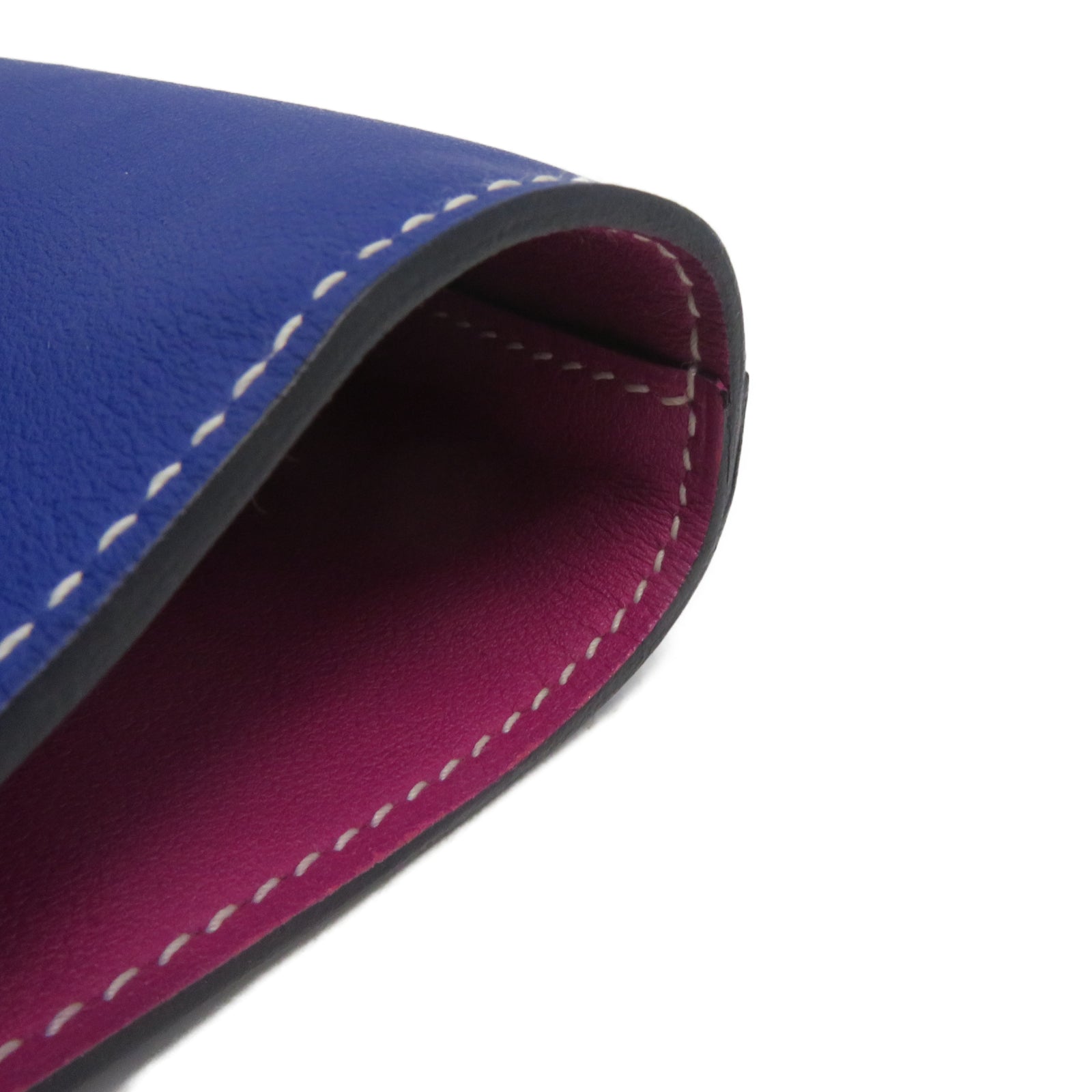 HERMES [Sharp Discount] Swift Leather Double Sens 45 Shoulder Bag Lightning Blue/Magnolia Pink