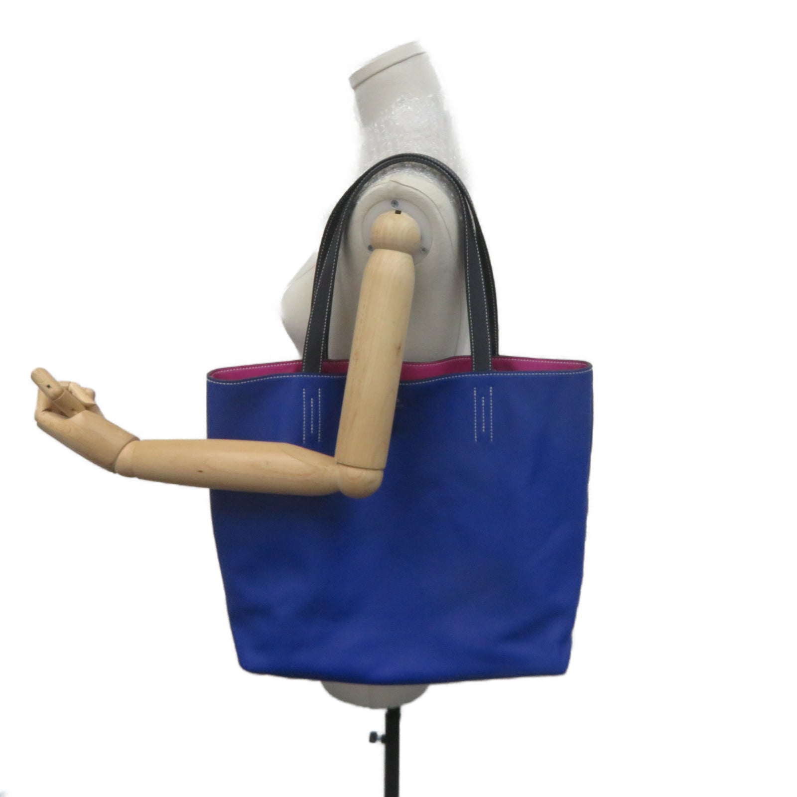 HERMES [Sharp Discount] Swift Leather Double Sens 45 Shoulder Bag Lightning Blue/Magnolia Pink