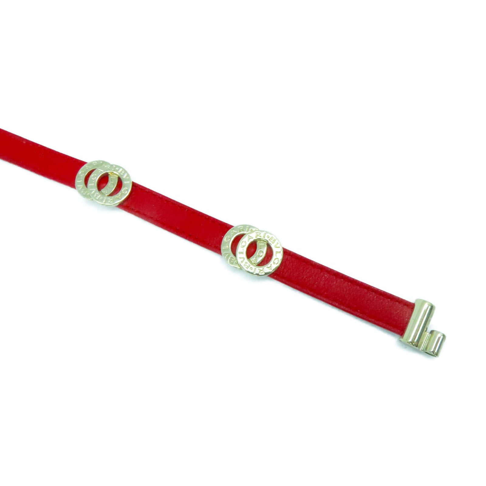BVLGARI 牛皮皮革Double Bracelet金扣頸環紅色