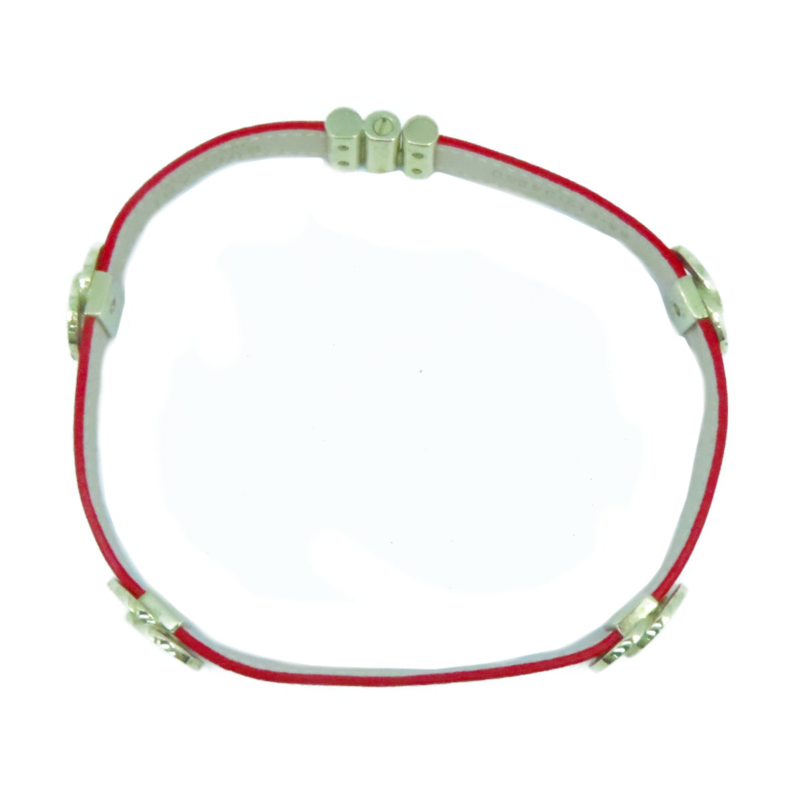 BVLGARI 牛皮皮革Double Bracelet金扣頸環紅色
