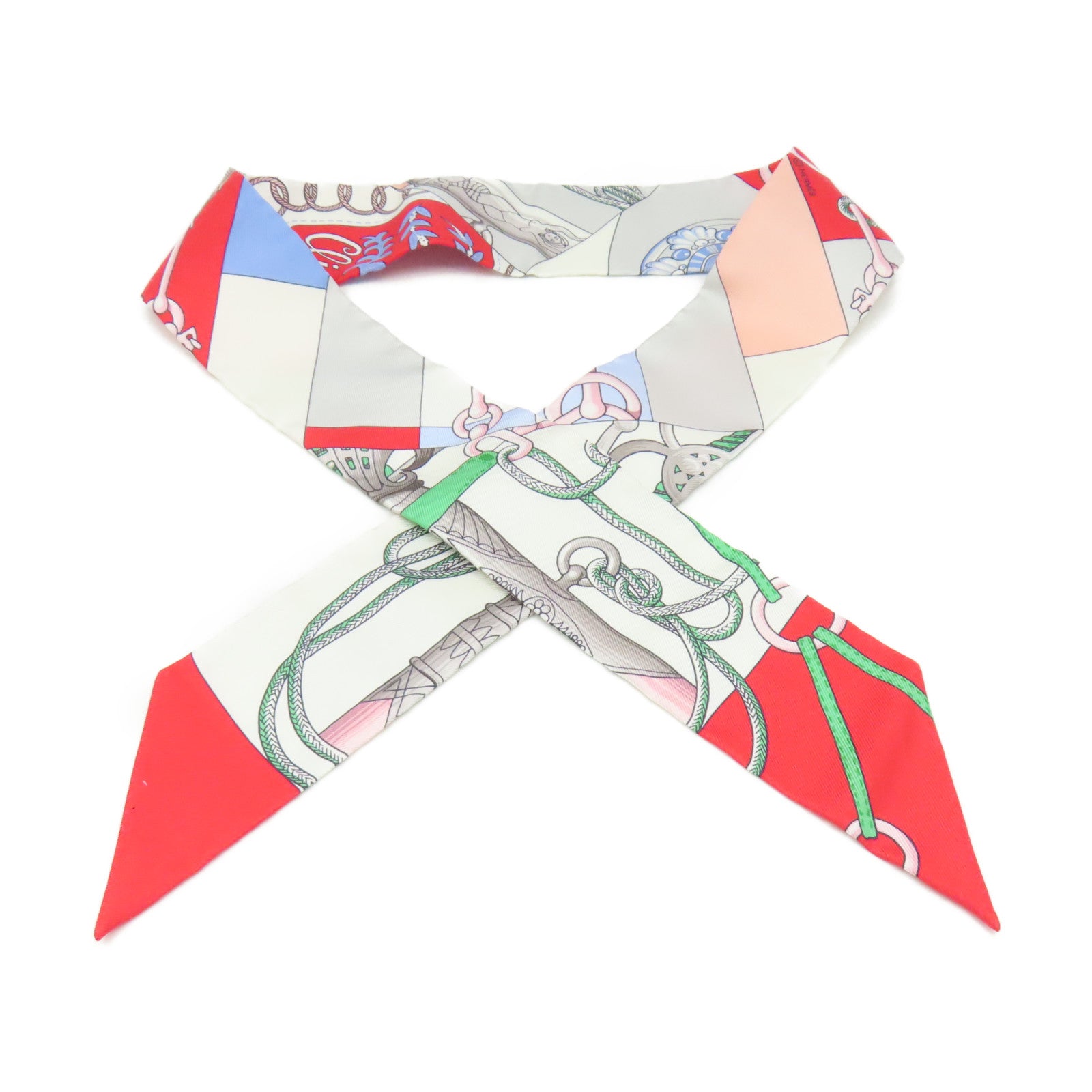 HERMES 【激減優惠】絲質Twilly Scarf絲巾白色/紅色/灰色/彩色