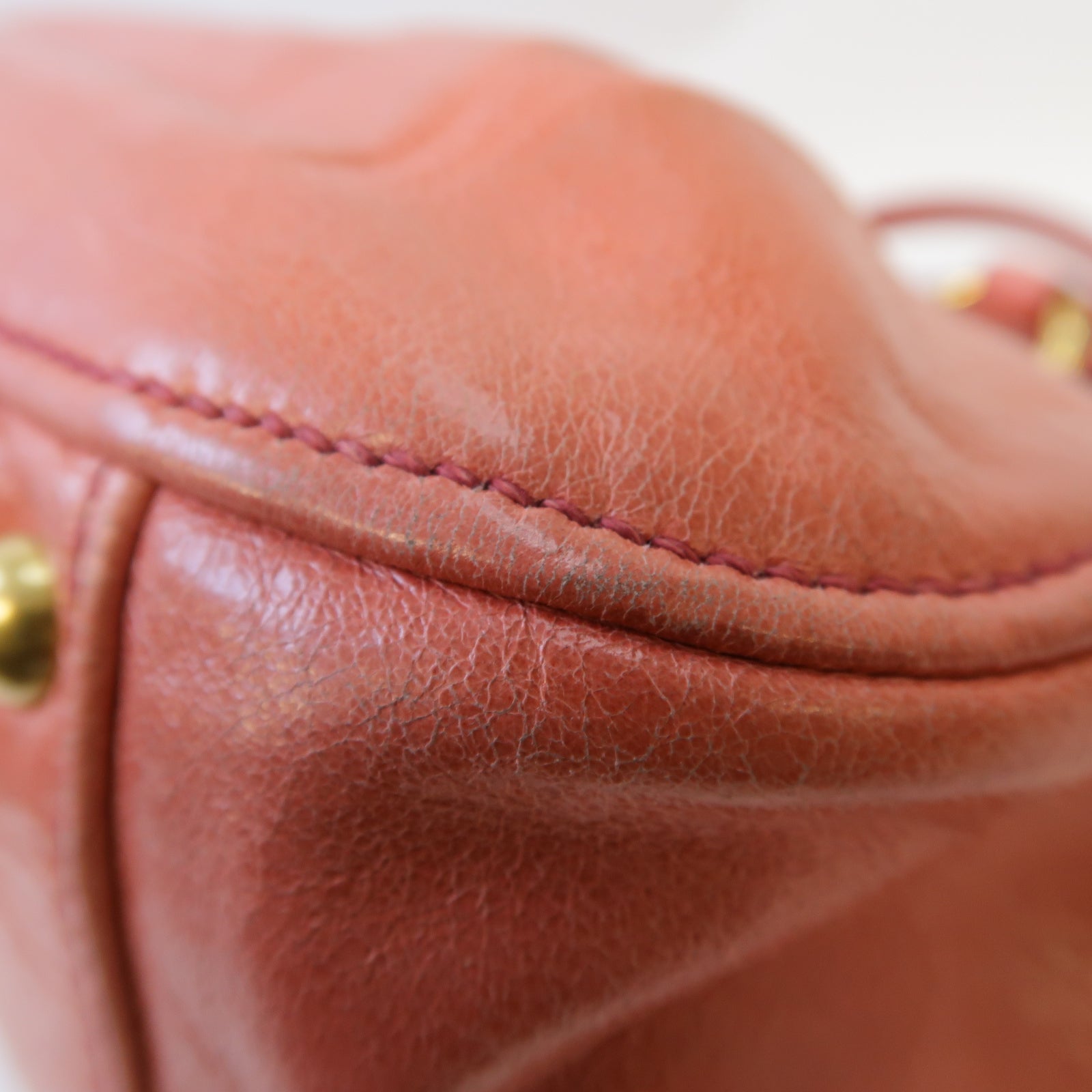 Miu Miu 牛皮皮革2 Way Shoulder金扣手挽肩背兩用袋粉紅色