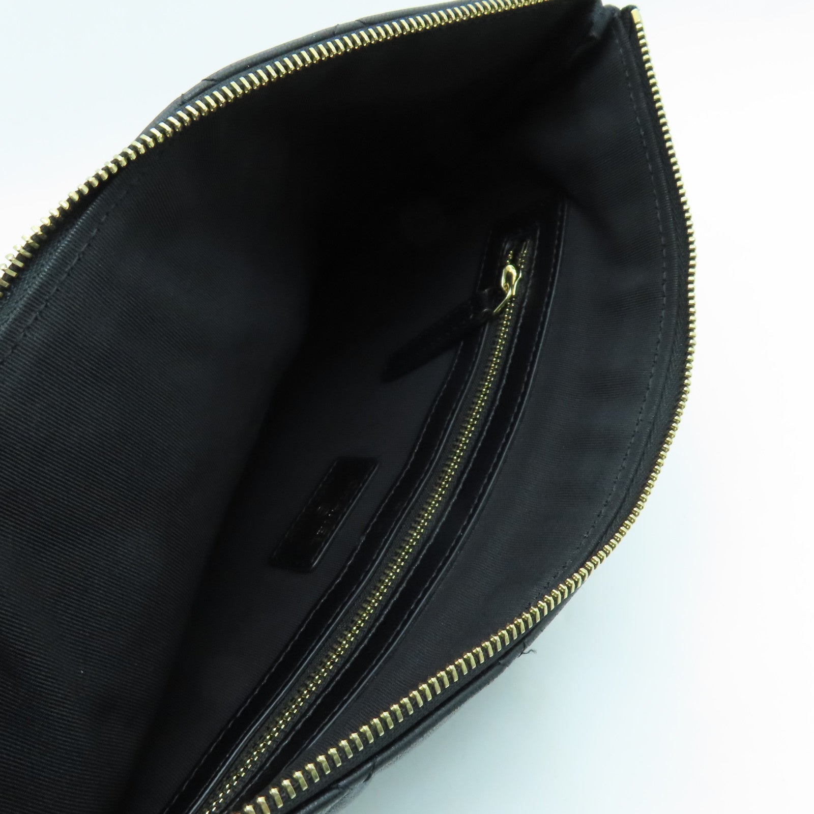 CHANEL rhombus sheepskin leather Clutch Bag gold buckle clutch bag black