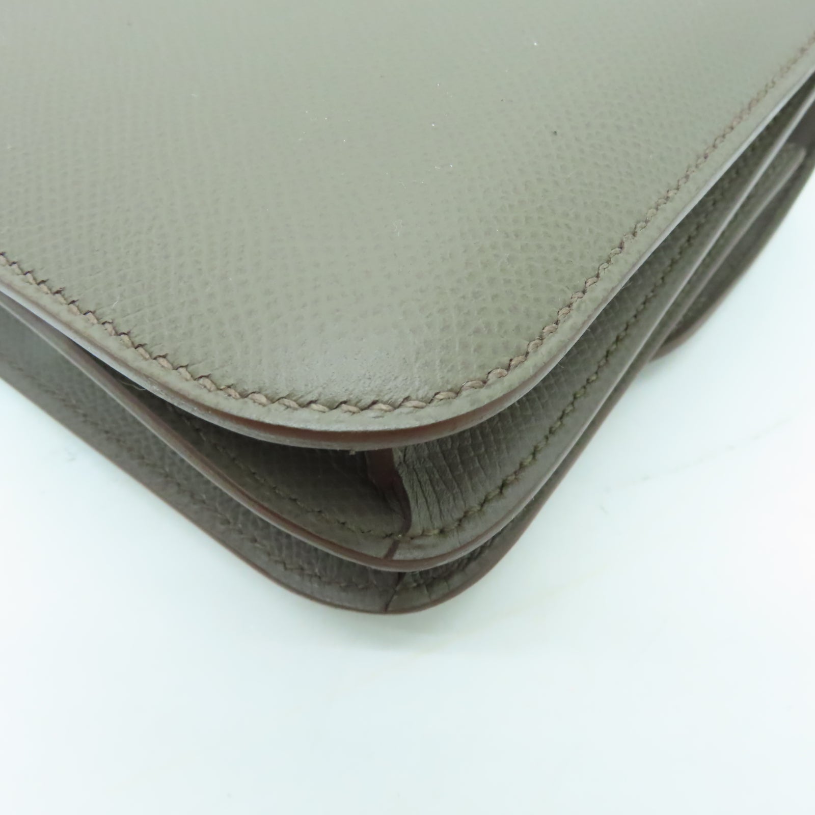 HERMES Epsom皮革Constance Elan銀扣肩背袋灰色