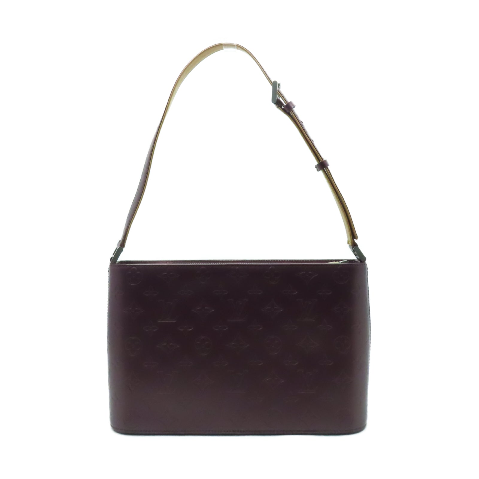 LOUIS VUITTON Monogram Matte Alston銀扣肩背袋酒紅色