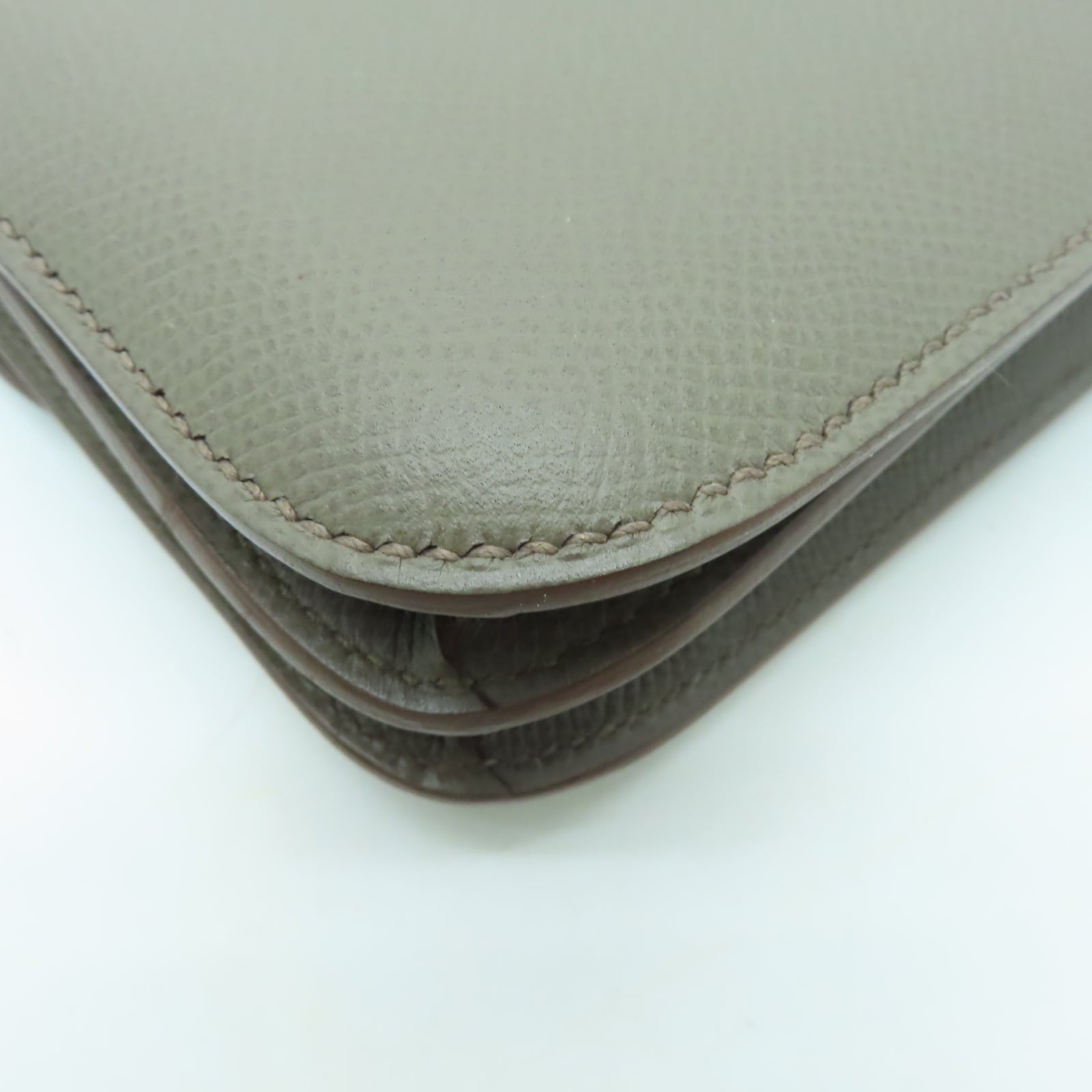 HERMES Epsom皮革Constance Elan銀扣肩背袋灰色