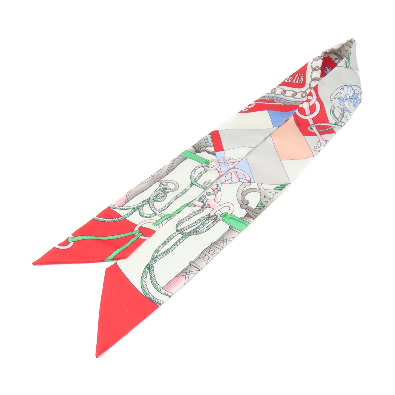 HERMES 【激減優惠】絲質Twilly Scarf絲巾白色/紅色/灰色/彩色