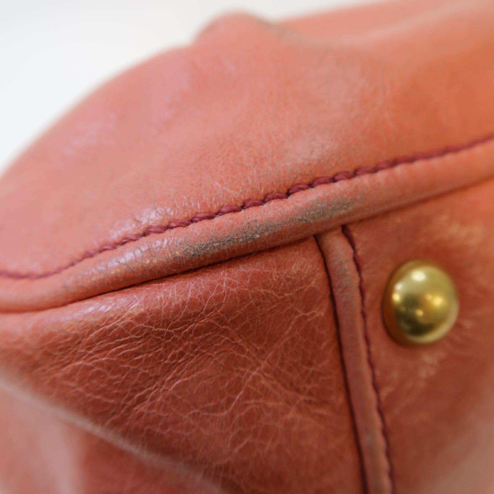 Miu Miu 牛皮皮革2 Way Shoulder金扣手挽肩背兩用袋粉紅色
