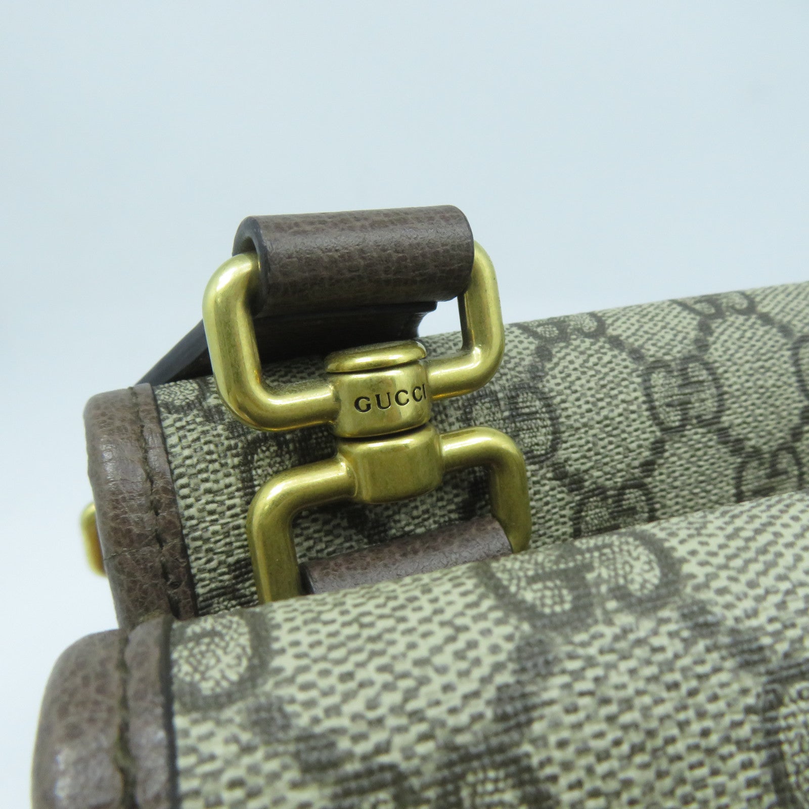 GUCCI 塗層帆布/皮革Neo Vintage Small Messenger Bag金扣肩背袋啡色
