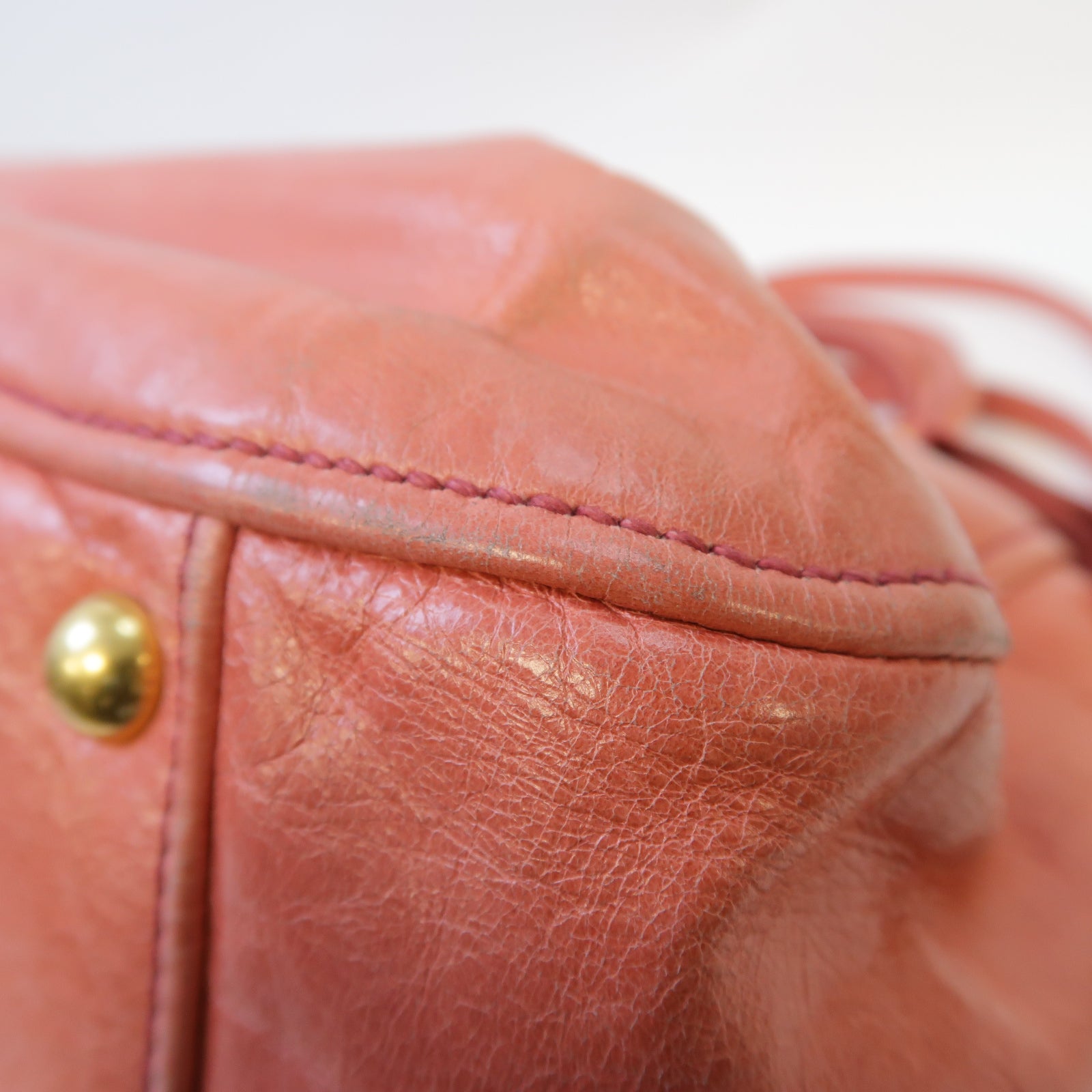 Miu Miu 牛皮皮革2 Way Shoulder金扣手挽肩背兩用袋粉紅色
