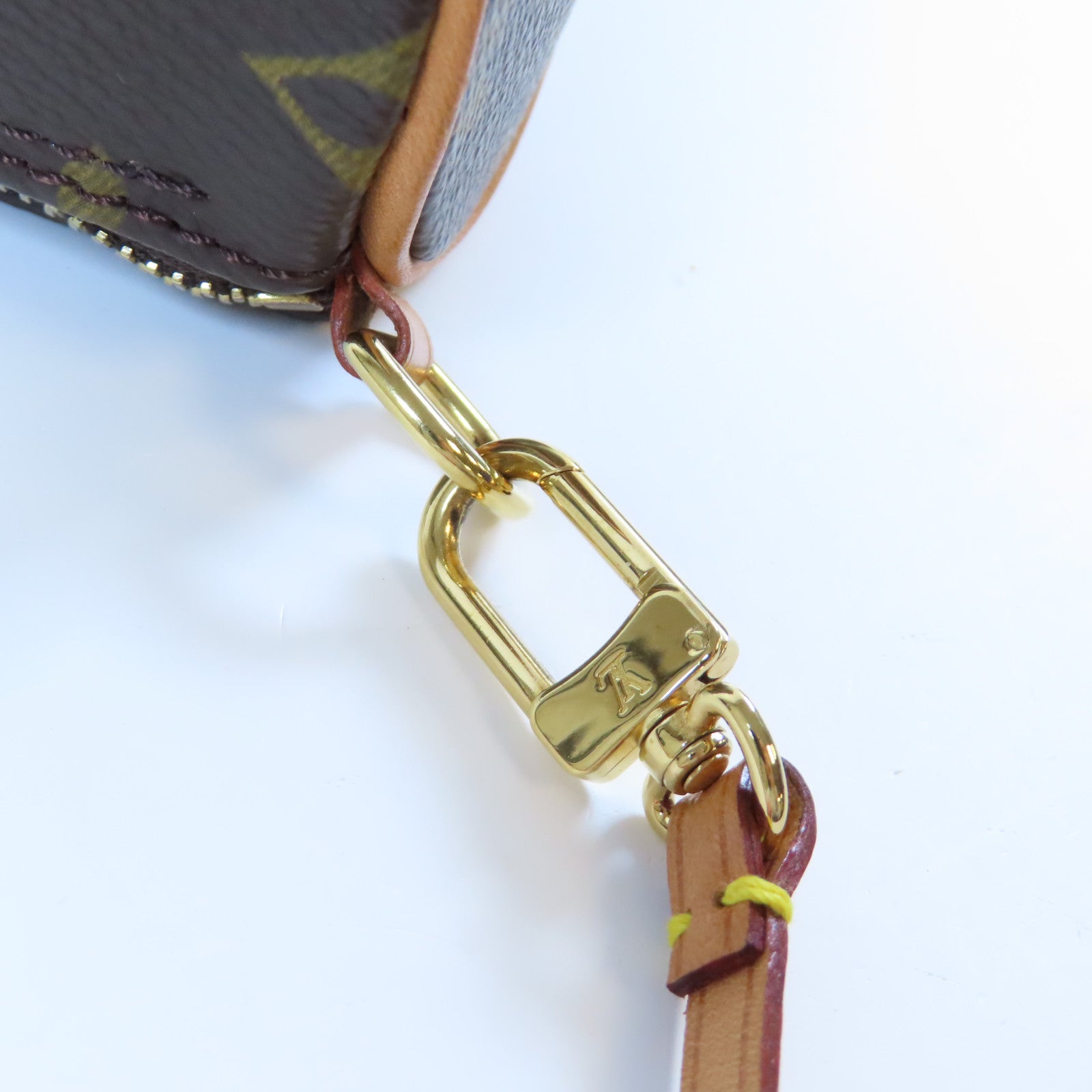 LOUIS VUITTON Monogram Handbag金扣手挽袋啡色