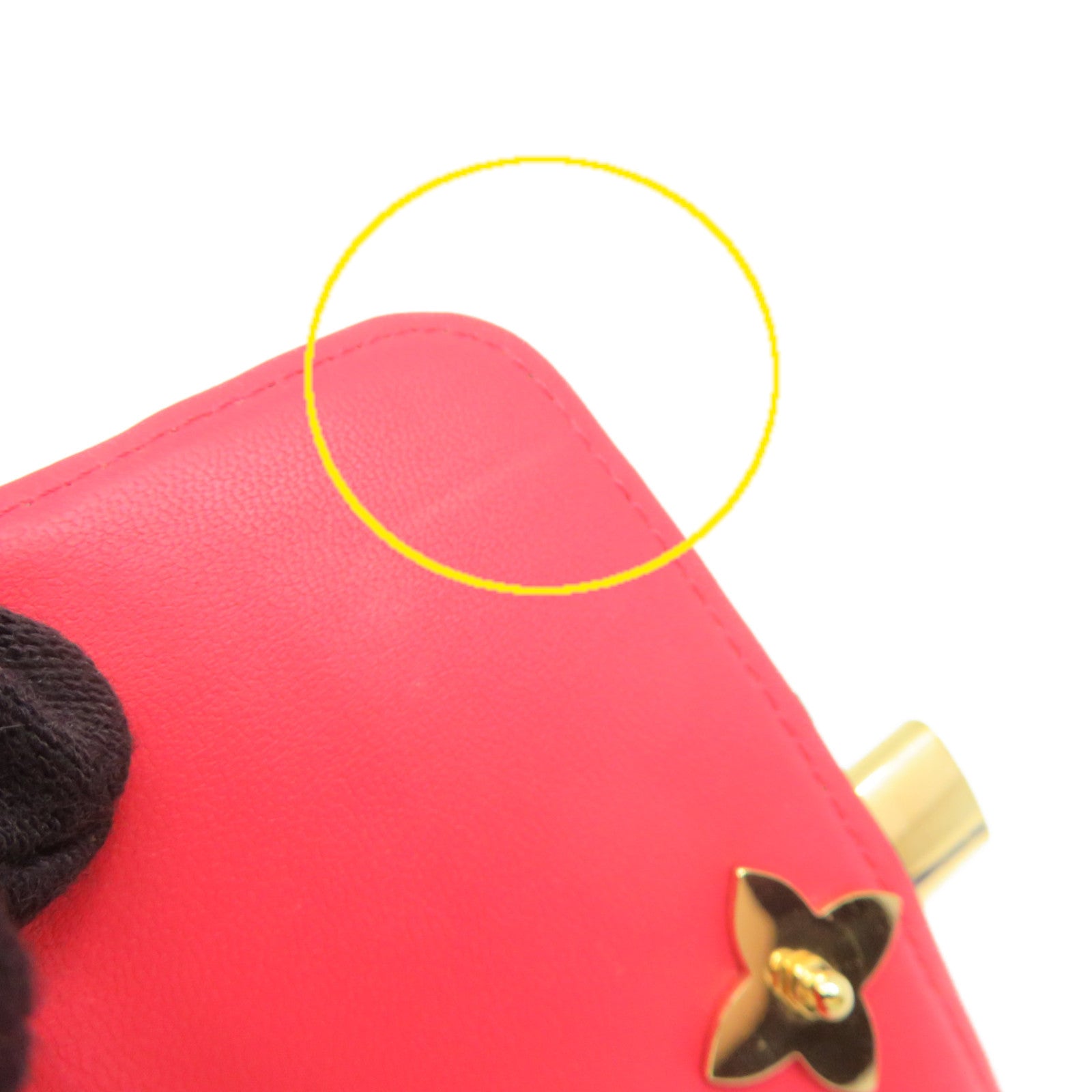 LOUIS VUITTON Monogram Flower Short Wallet金扣短錢包啡色/紅色