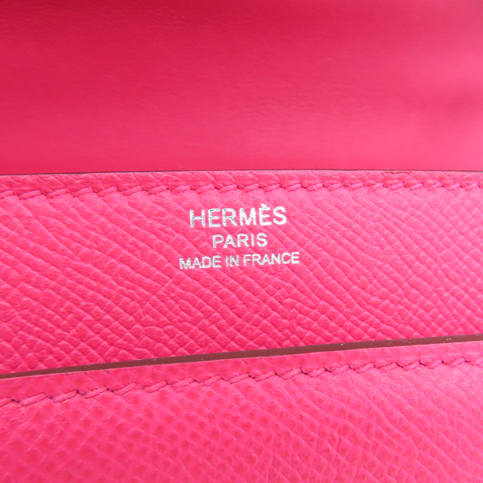 HERMES Epsom皮革Verrou 21银扣肩背袋Rose Extreme粉红色