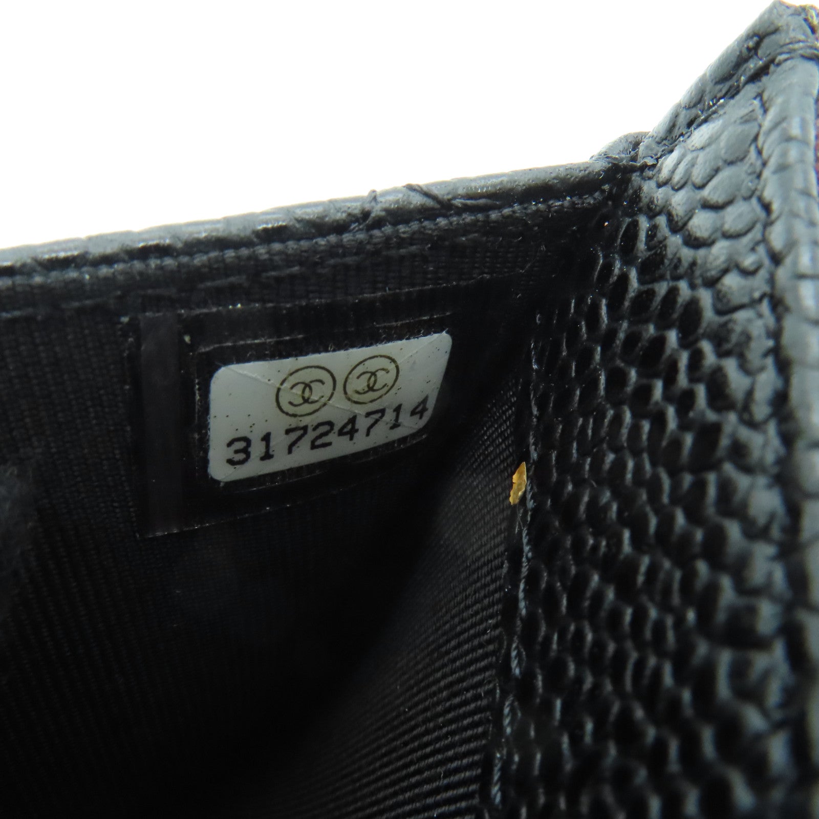 CHANEL 菱格Caviar皮革Card Case金扣卡片套黑色