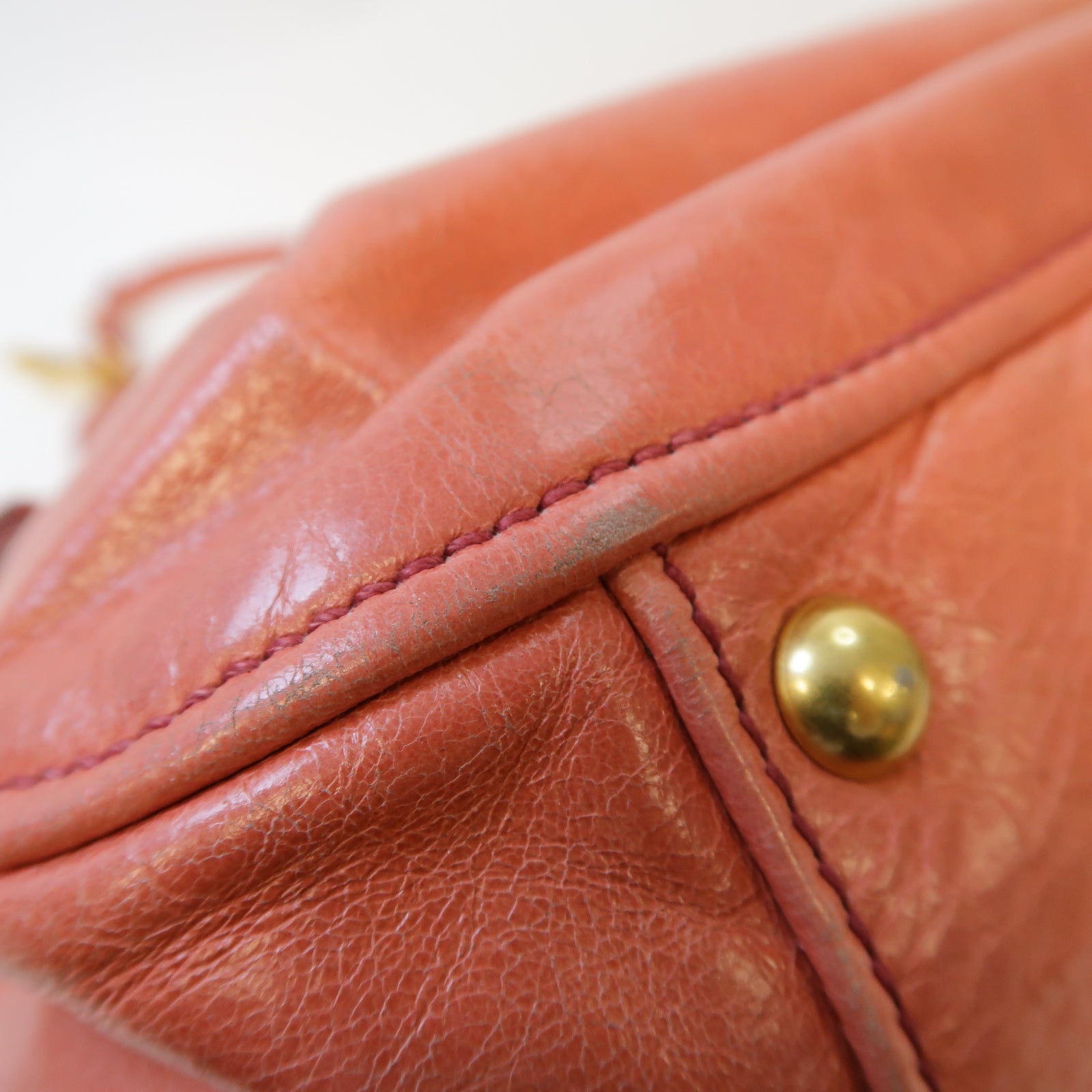 Miu Miu 牛皮皮革2 Way Shoulder金扣手挽肩背兩用袋粉紅色