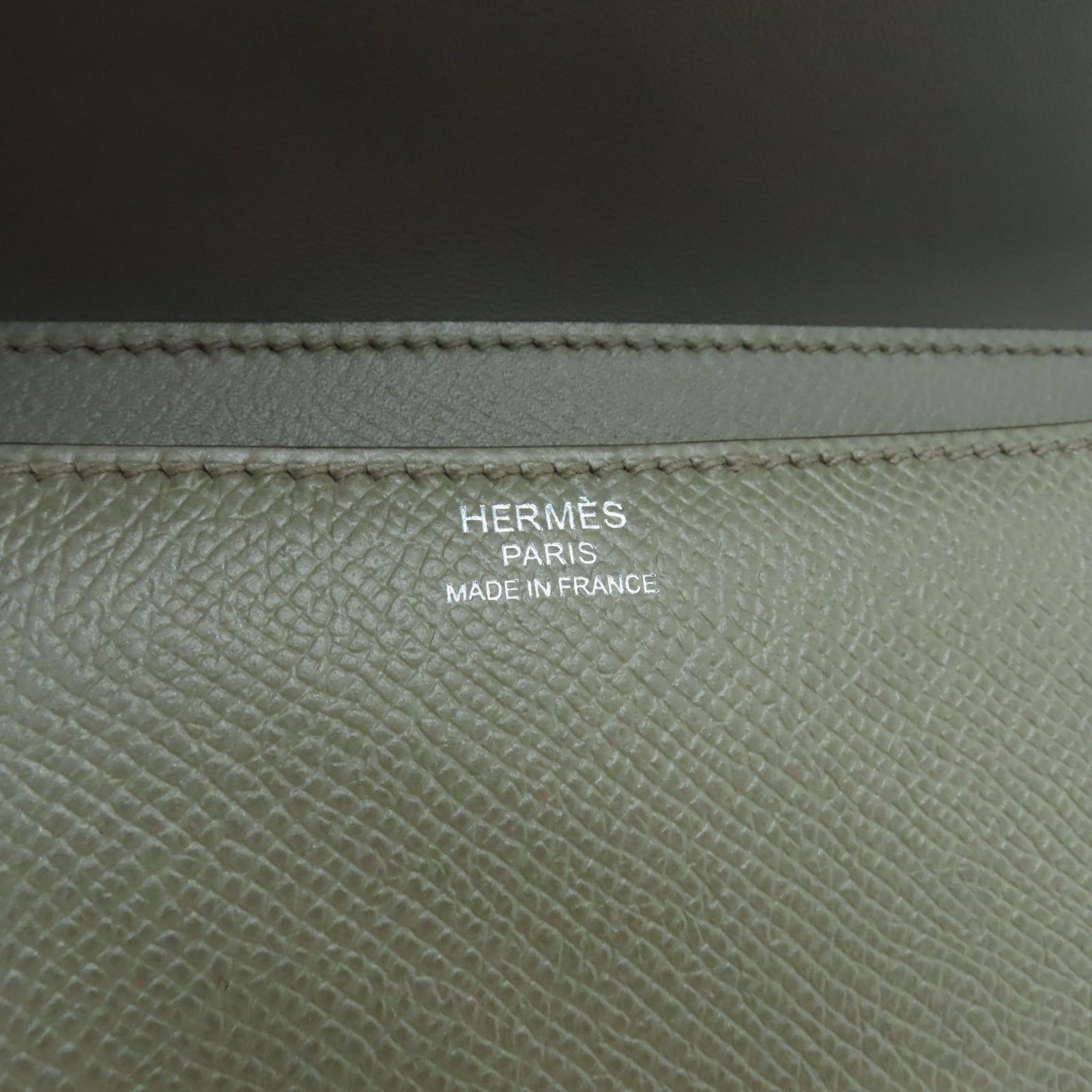 HERMES Epsom皮革Constance Elan銀扣肩背袋灰色
