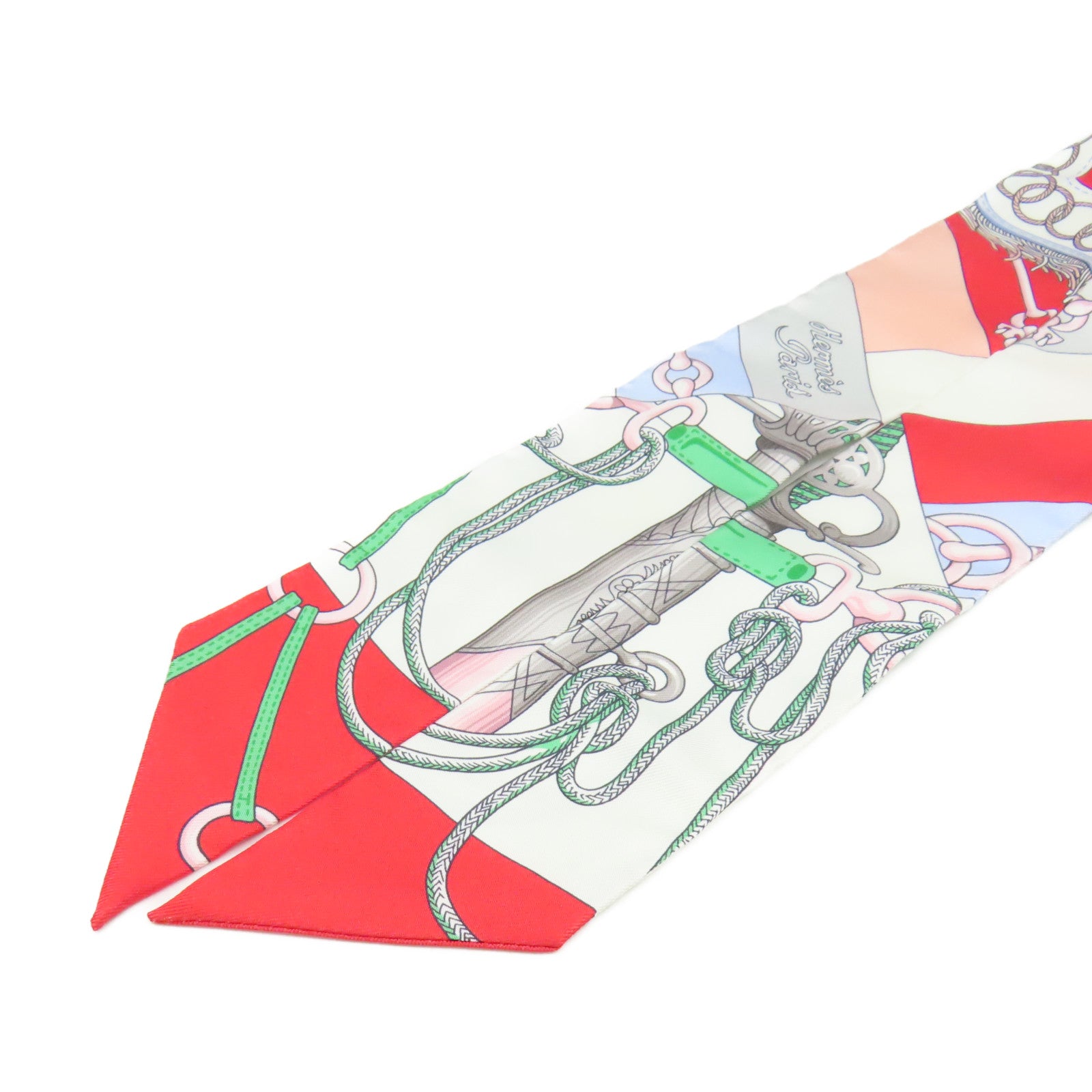 HERMES 【激減優惠】絲質Twilly Scarf絲巾白色/紅色/灰色/彩色
