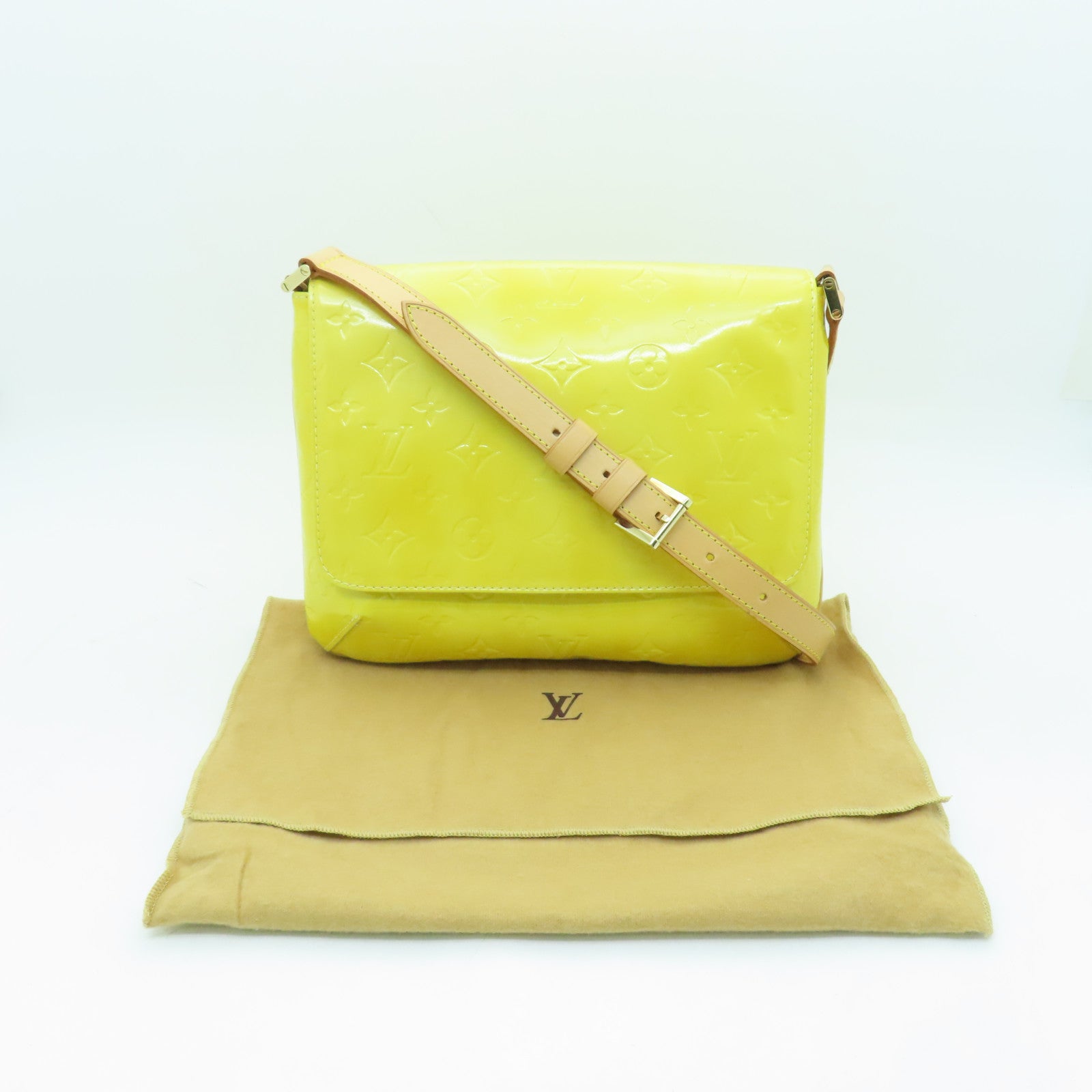 LOUIS VUITTON 【激減優惠】Monogram Vernis Thompson Street金扣肩背袋黃色