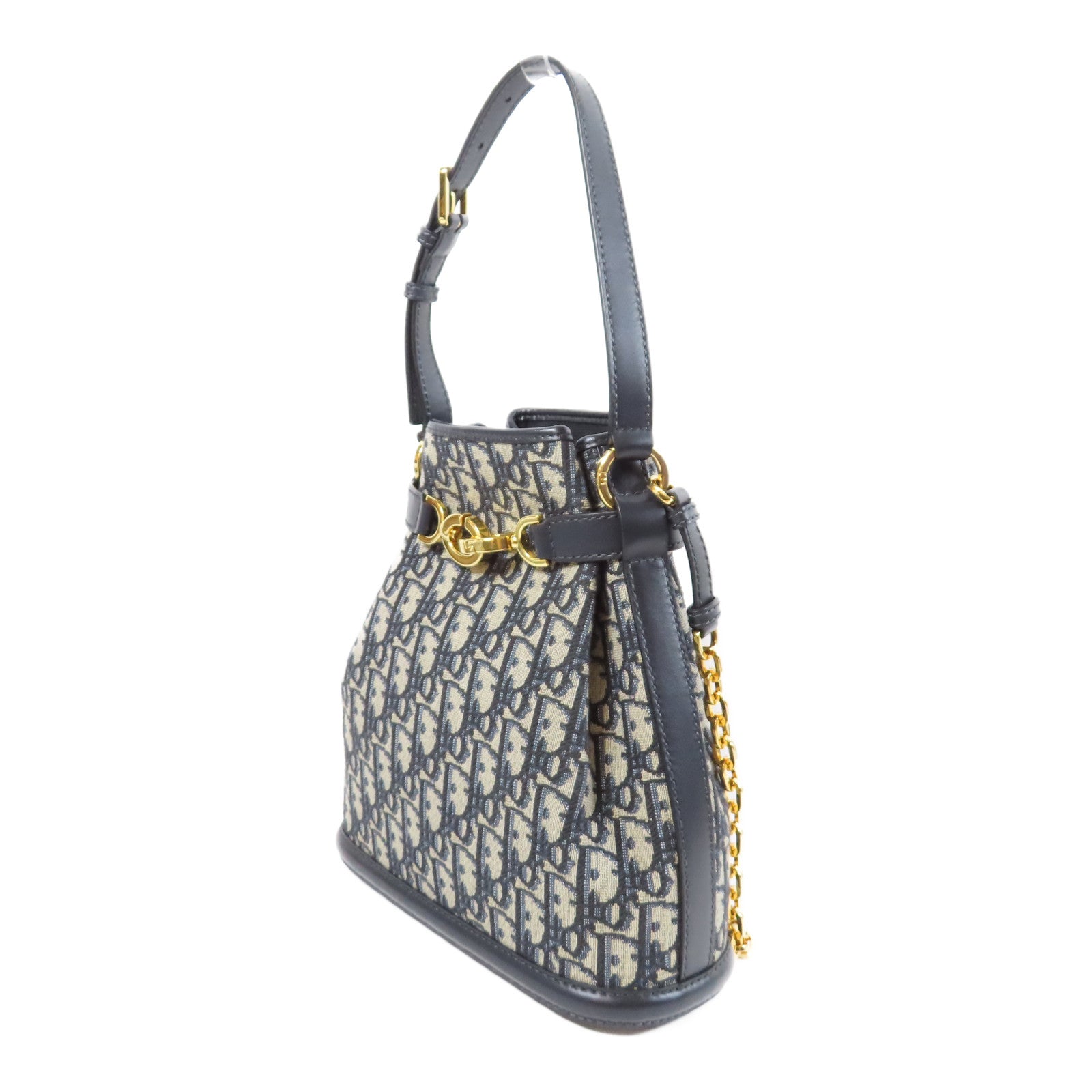 Dior 帆布Shoulder Bag金扣手挽肩背兩用袋深藍色