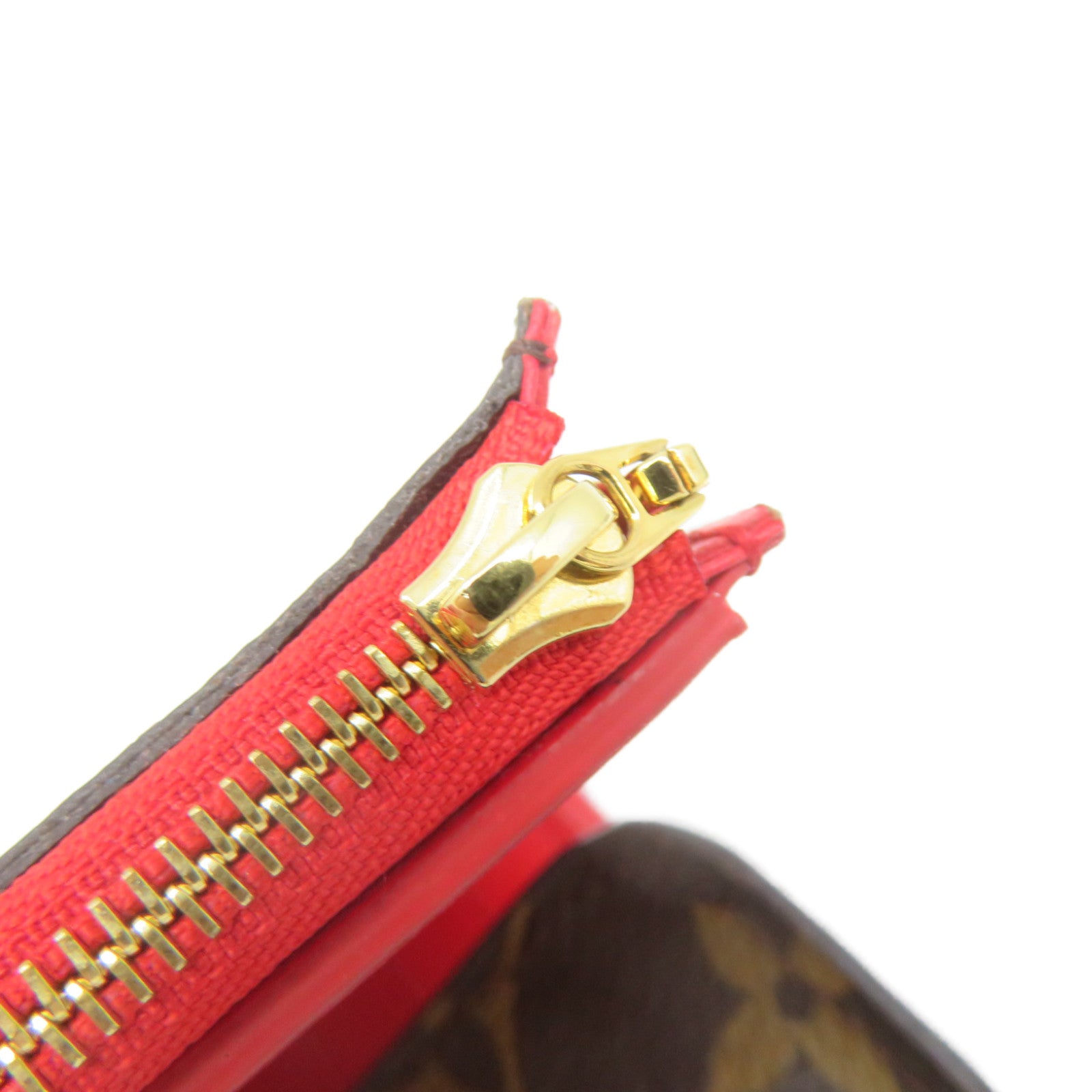 LOUIS VUITTON Monogram Flower Short Wallet金扣短錢包啡色/紅色