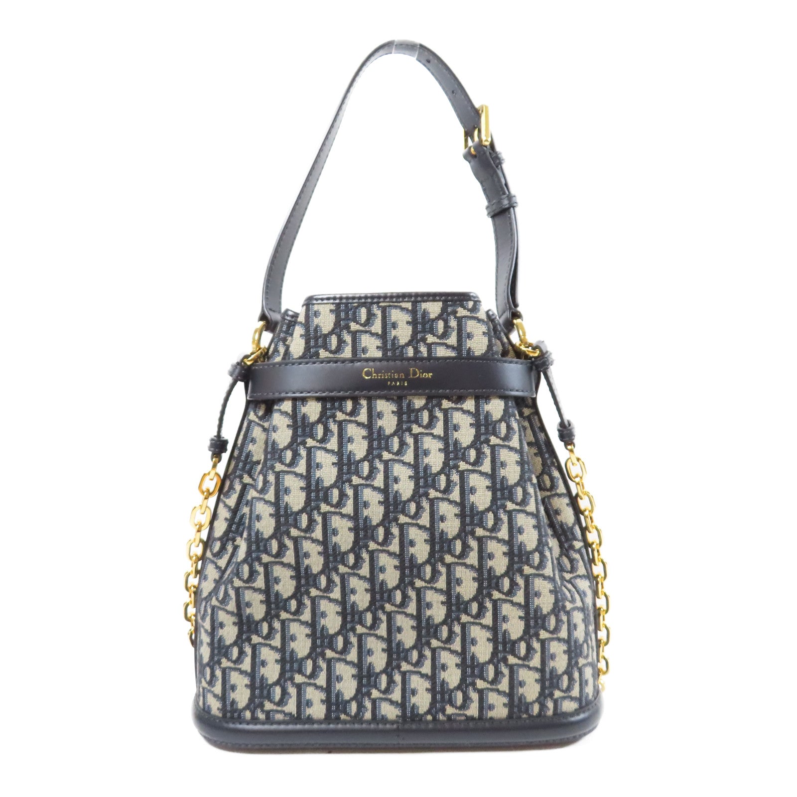 Dior 帆布Shoulder Bag金扣手挽肩背兩用袋深藍色