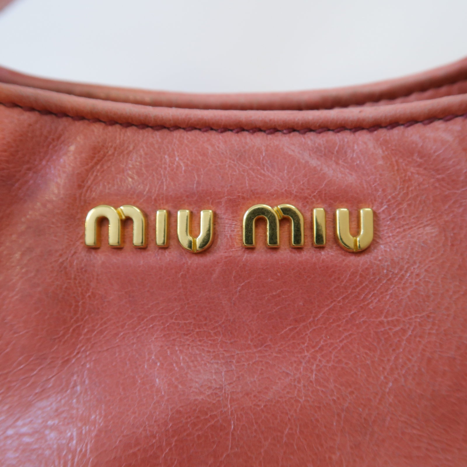 Miu Miu 牛皮皮革2 Way Shoulder金扣手挽肩背兩用袋粉紅色