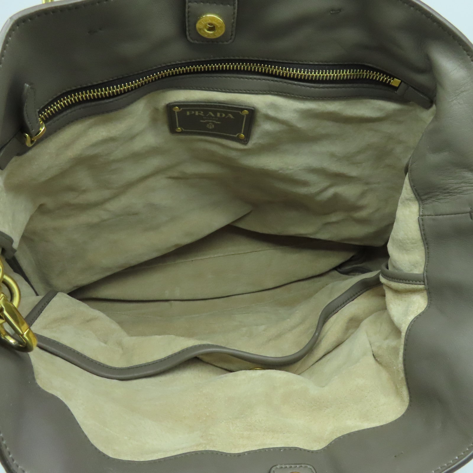 PRADA Cowhide Leather 2way Shoulder Bag Gold Buckle Handle Shoulder Bag Brown