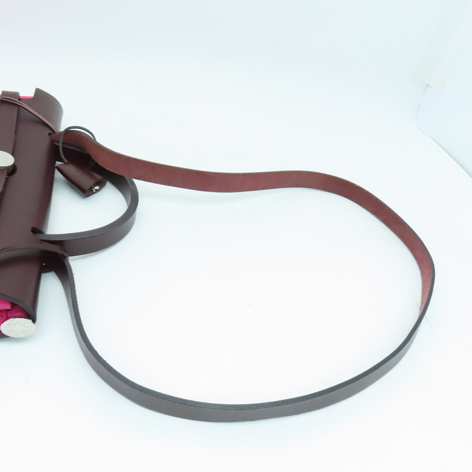 HERMES 涂层帆布Herbag PM银扣手挽肩背两用袋粉红色