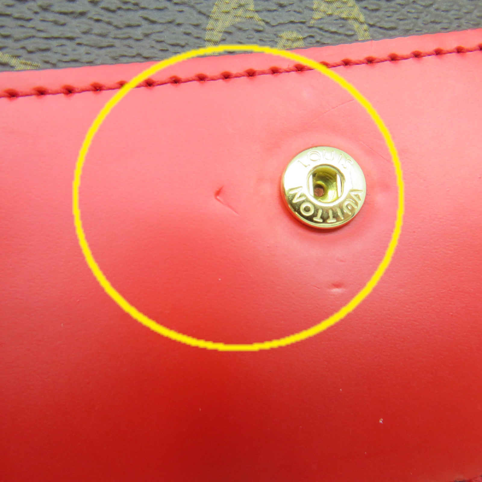 LOUIS VUITTON Monogram Flower Short Wallet金扣短錢包啡色/紅色