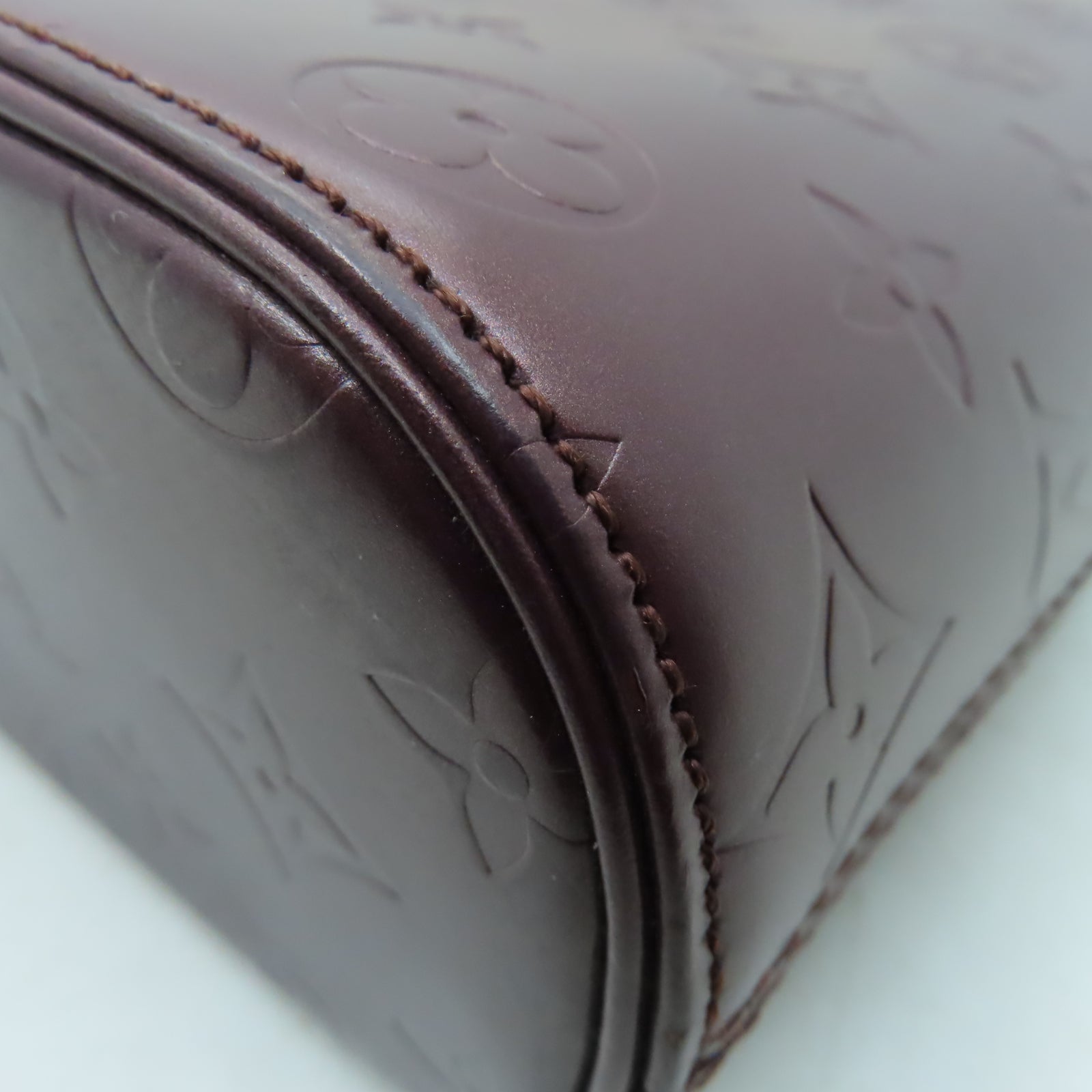 LOUIS VUITTON Monogram Matte Alston銀扣肩背袋酒紅色