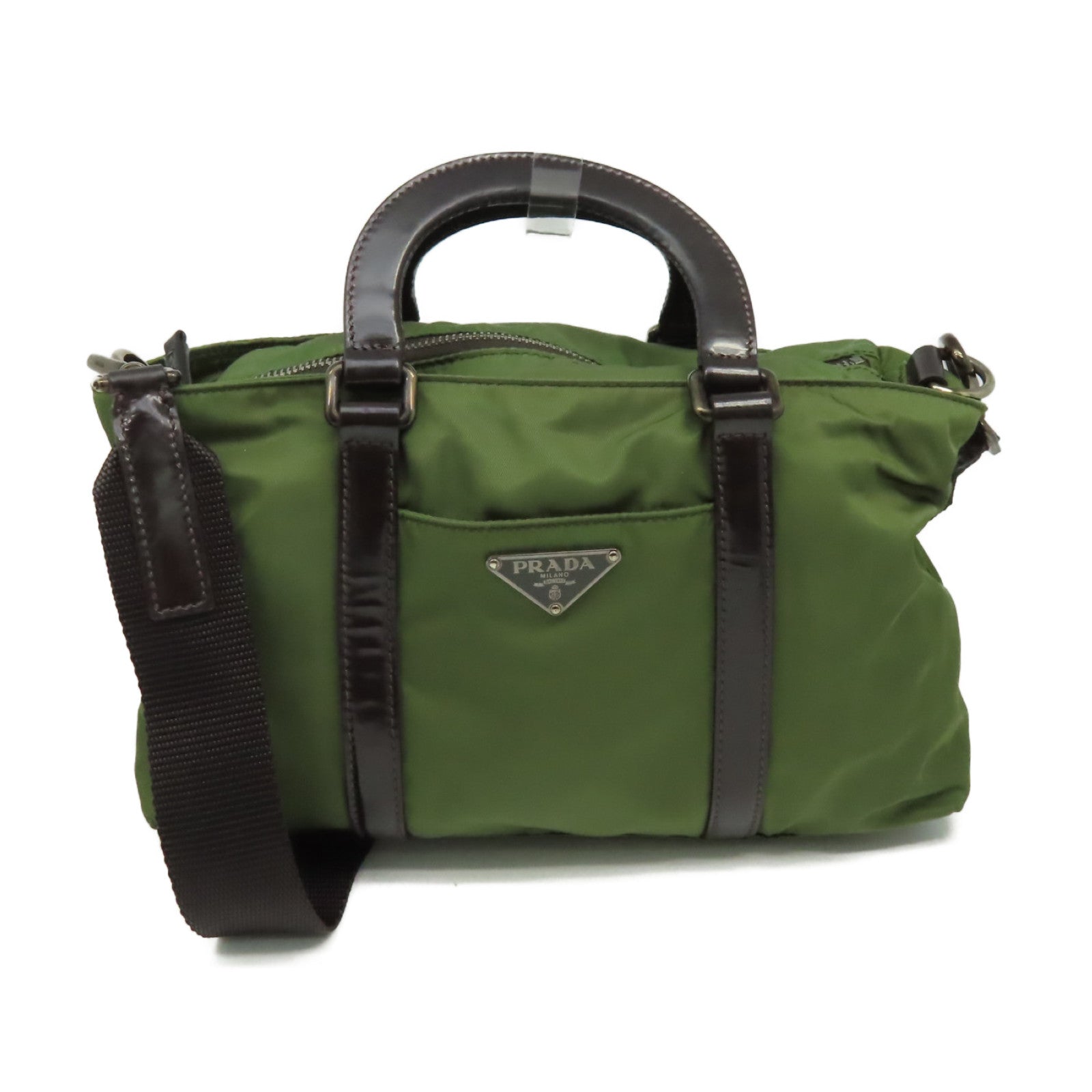 PRADA 尼龍2Way Shoulder Bag手挽肩背兩用袋軍綠色