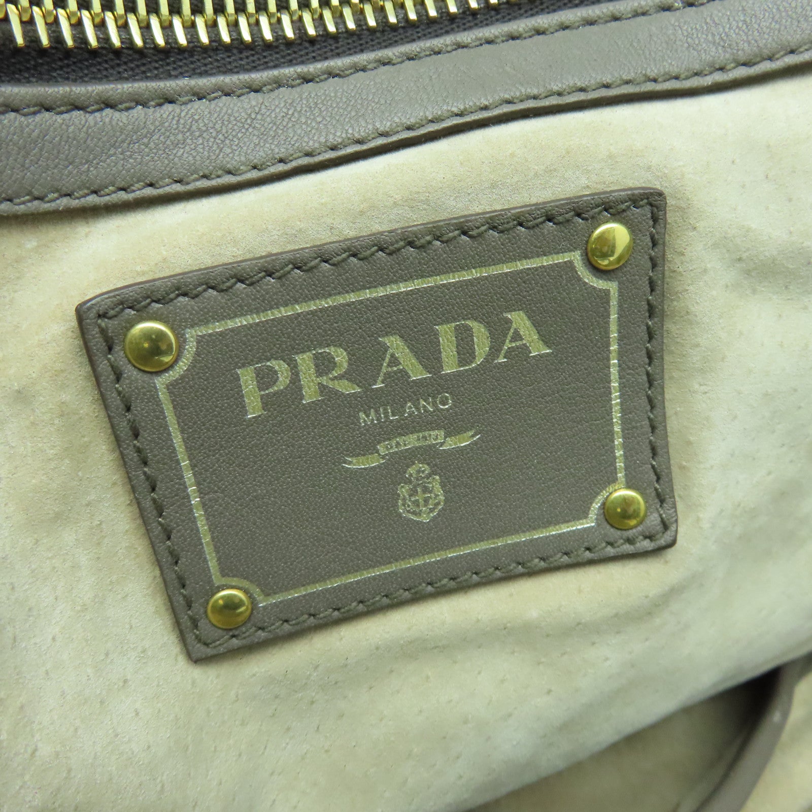 PRADA Cowhide Leather 2way Shoulder Bag Gold Buckle Handle Shoulder Bag Brown
