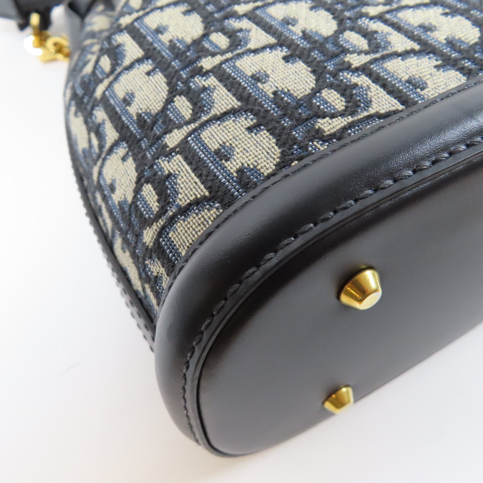 Dior 帆布Shoulder Bag金扣手挽肩背兩用袋深藍色